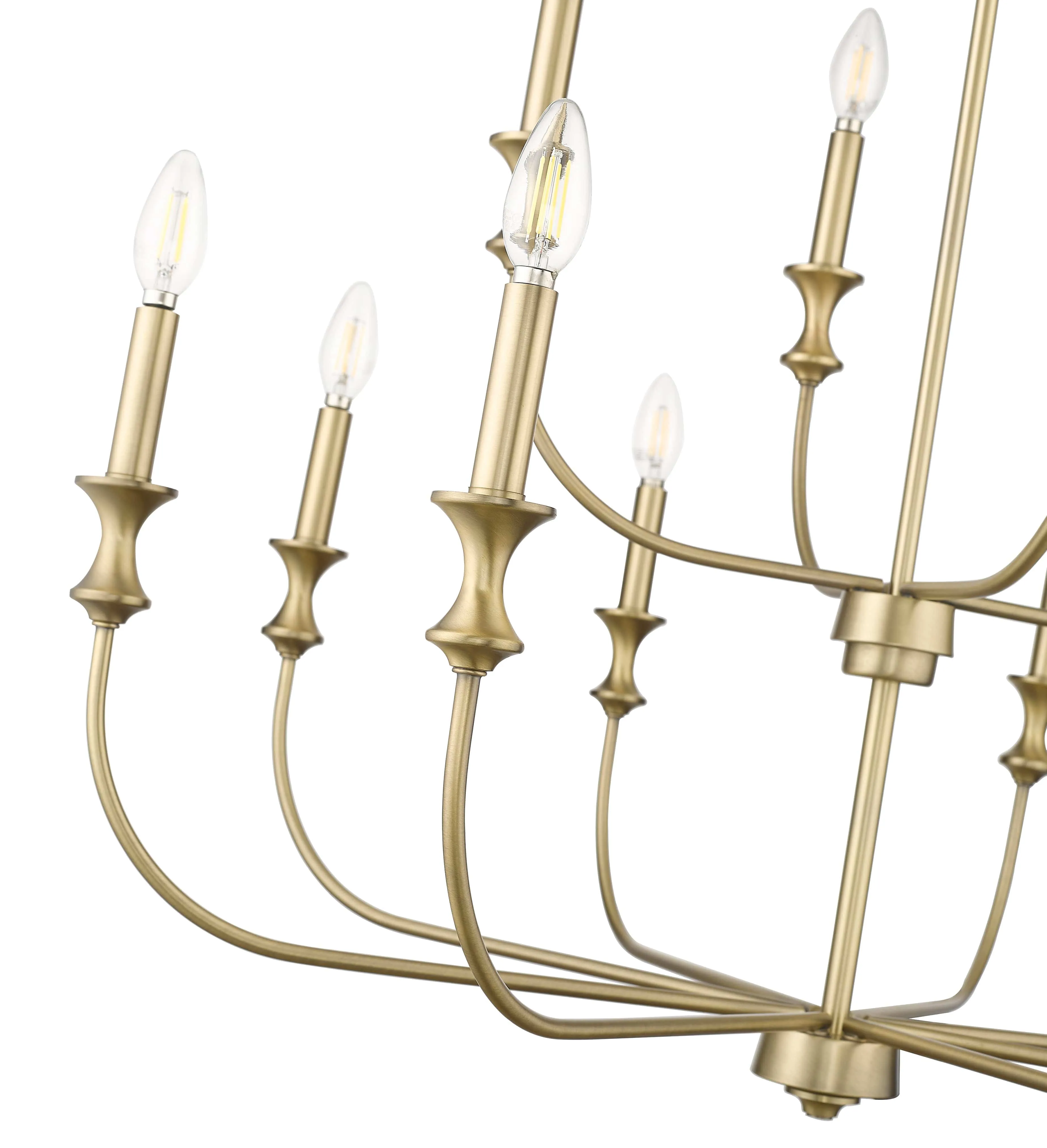12 Lamps Savanne Chandelier - Vintage Brass - 33.9in Diameter - E12 Candelabra Base