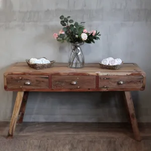 3 drawer hand-crafted Console Table - Recycled Wood - eco-friendly 150x50x80cm