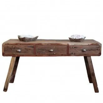 3 drawer hand-crafted Console Table - Recycled Wood - eco-friendly 150x50x80cm