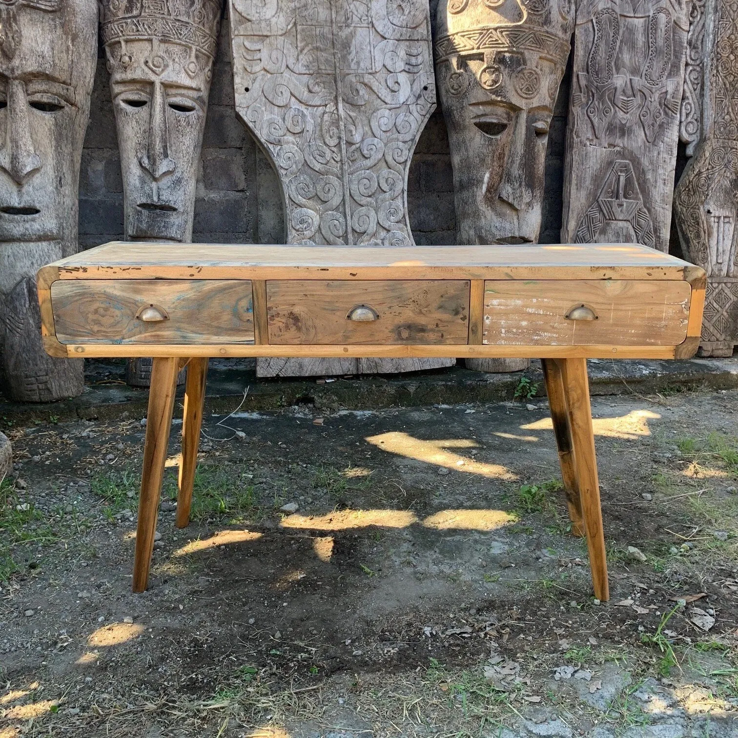 3 drawer hand-crafted Console Table - Recycled Wood - eco-friendly 150x50x80cm