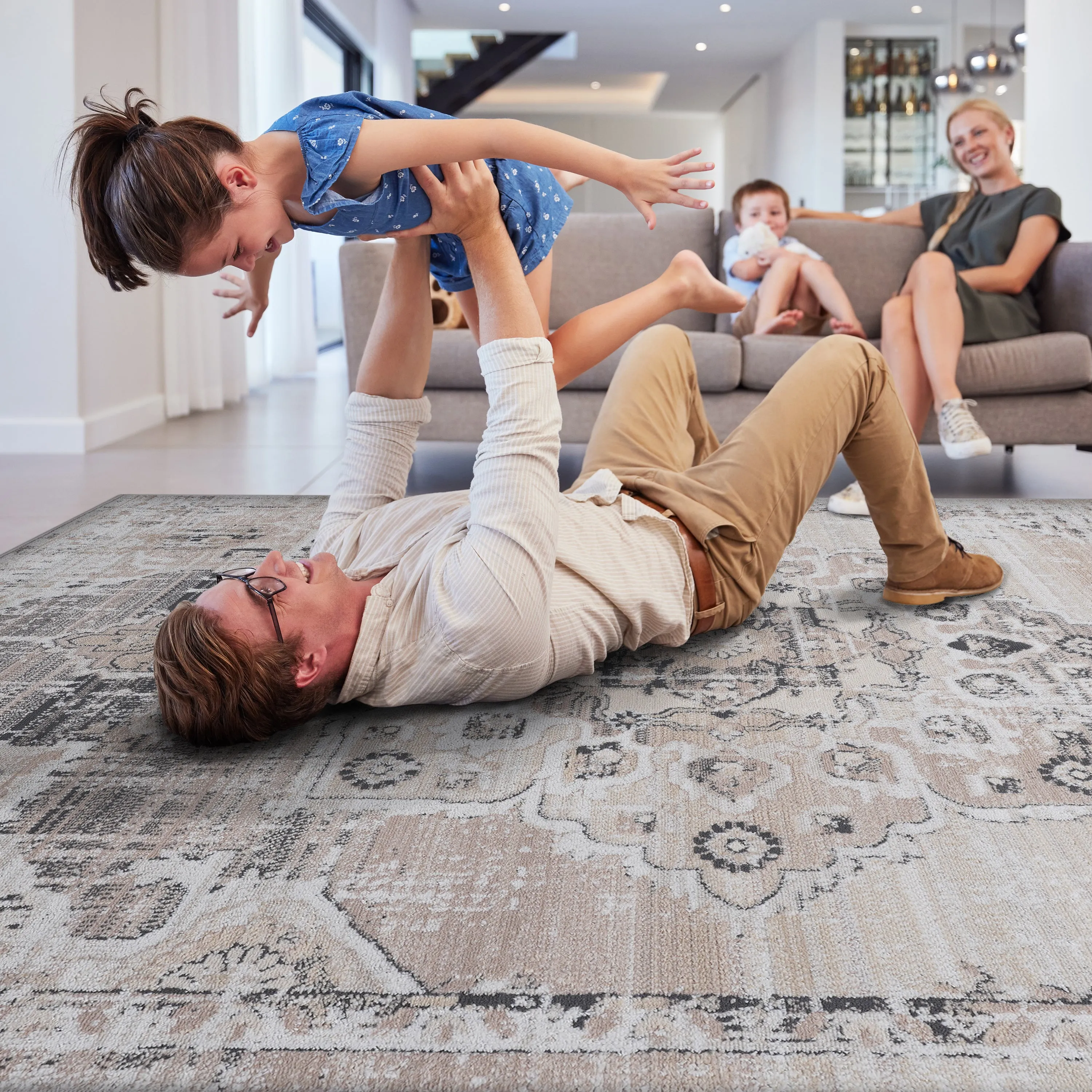 6X9 Cream/Beige /Medallion Non-Shedding Living Room Bedroom Dining Home Office Stylish and Stain Resistant Area Rug