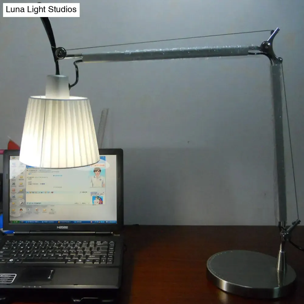 Al Kurud - Pleated Fabric Task Light Modernist Chrome Desk Lamp