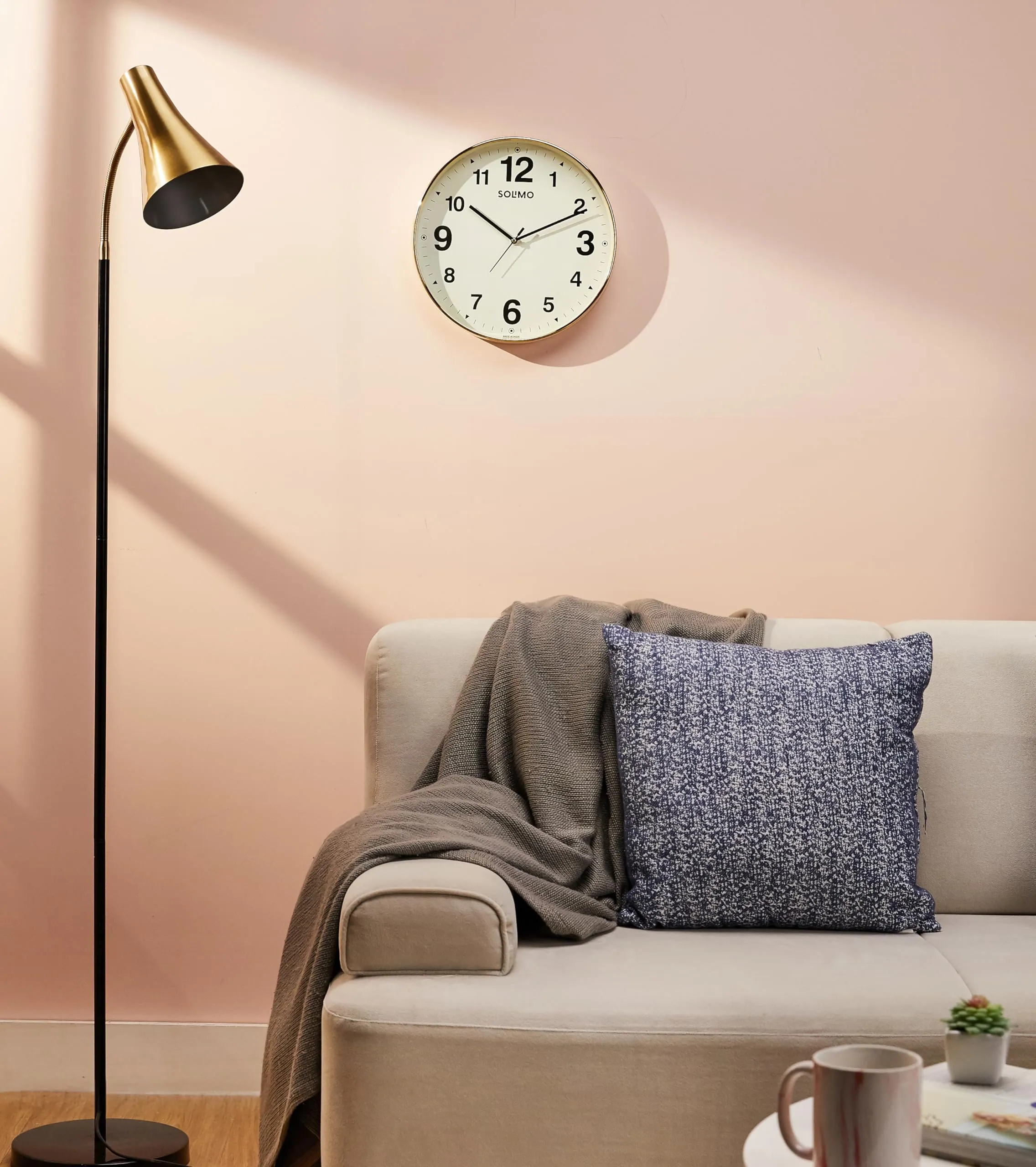 Amazon Brand - Solimo Round Office Analog Wall Clock | Plastic | Silent Sweep Movement | 12 Inch | Ivory