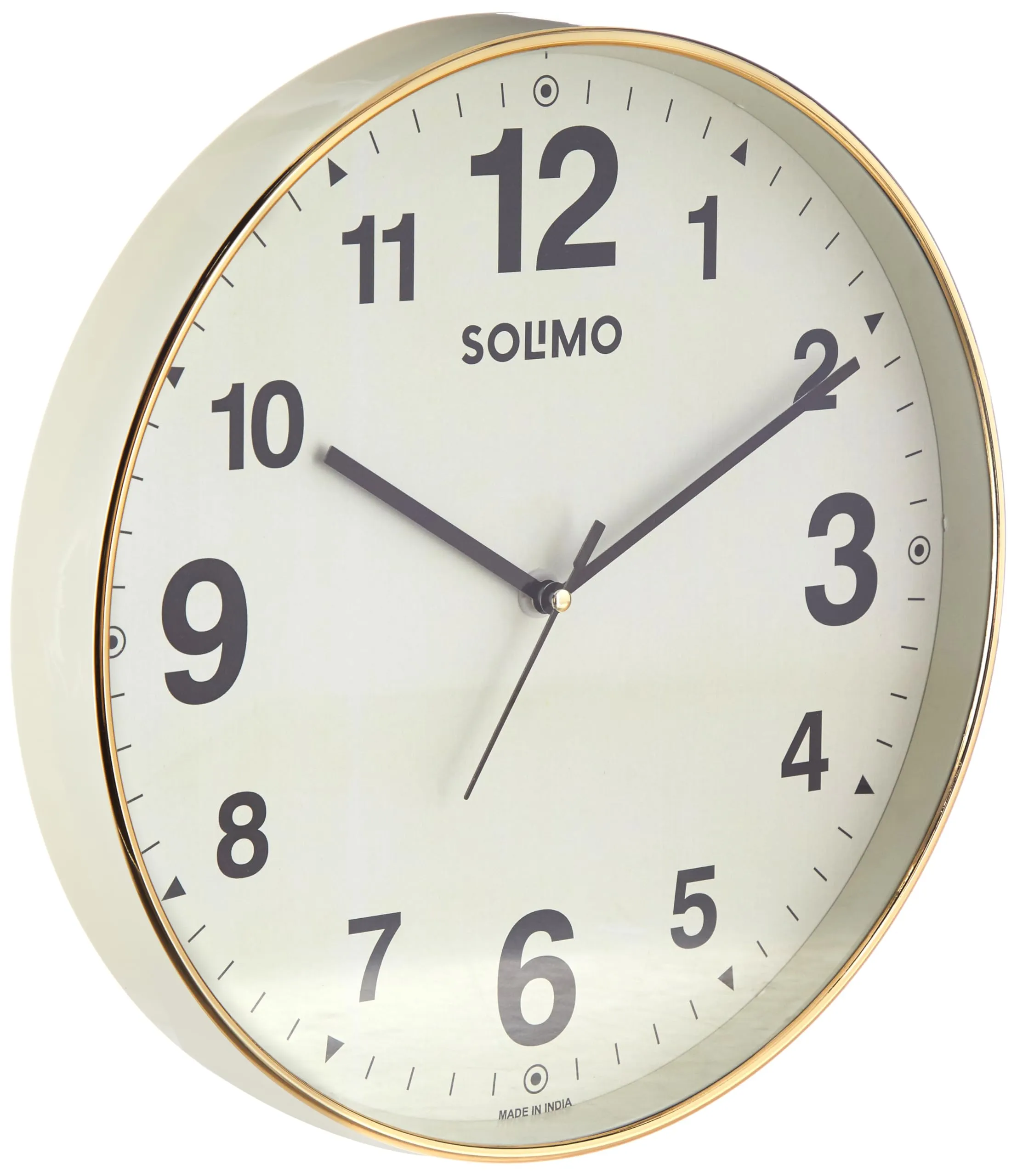 Amazon Brand - Solimo Round Office Analog Wall Clock | Plastic | Silent Sweep Movement | 12 Inch | Ivory