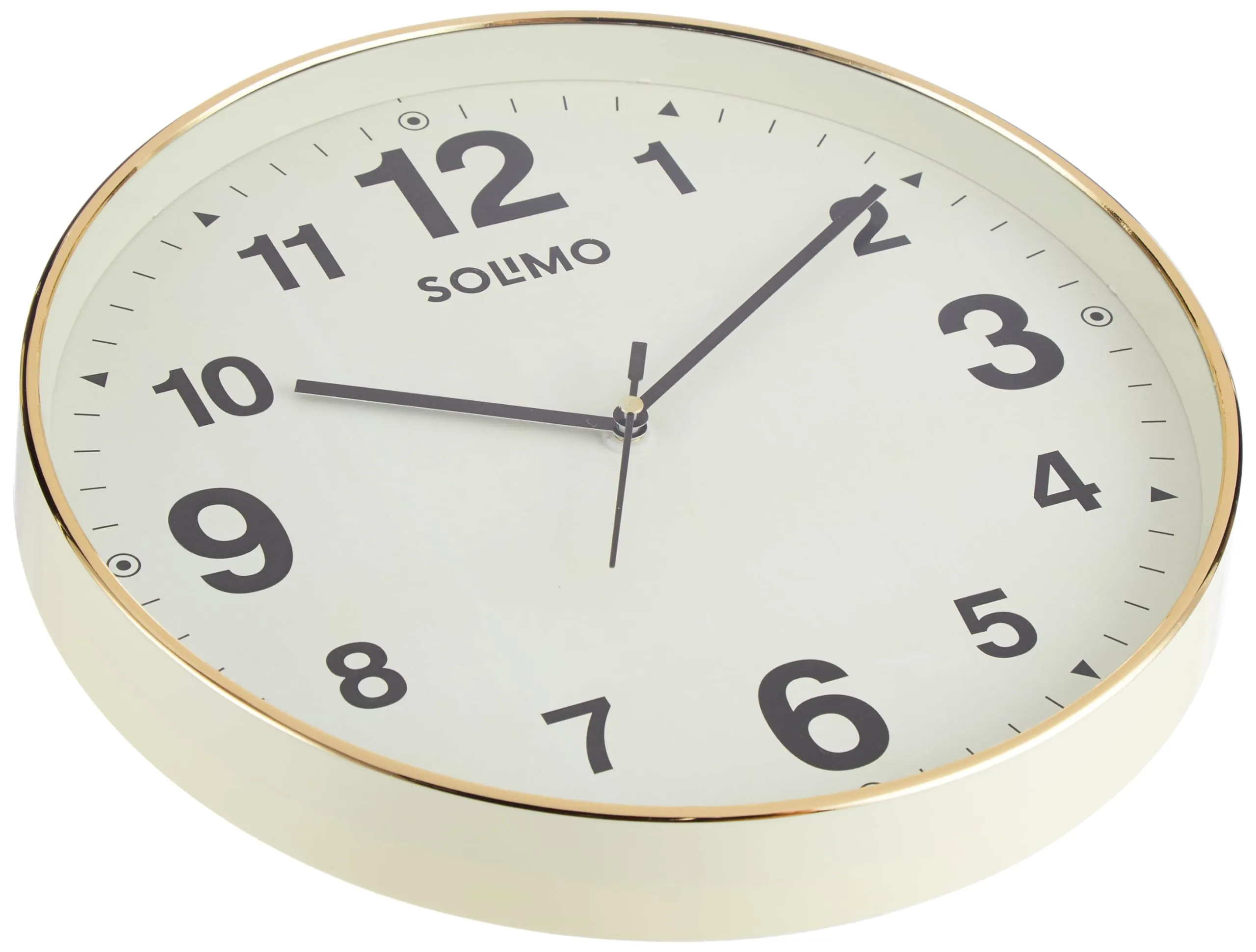 Amazon Brand - Solimo Round Office Analog Wall Clock | Plastic | Silent Sweep Movement | 12 Inch | Ivory