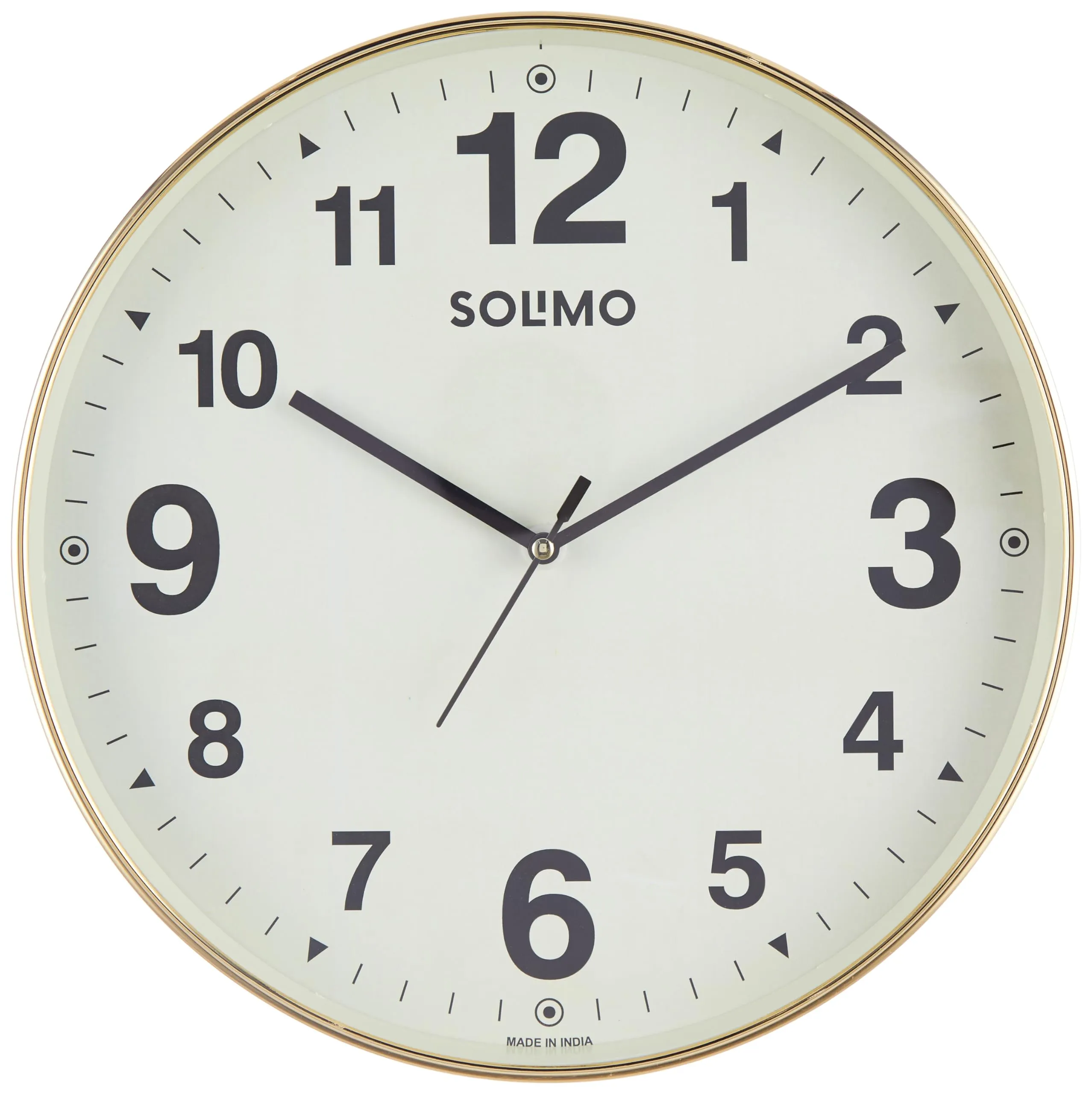 Amazon Brand - Solimo Round Office Analog Wall Clock | Plastic | Silent Sweep Movement | 12 Inch | Ivory
