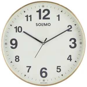 Amazon Brand - Solimo Round Office Analog Wall Clock | Plastic | Silent Sweep Movement | 12 Inch | Ivory