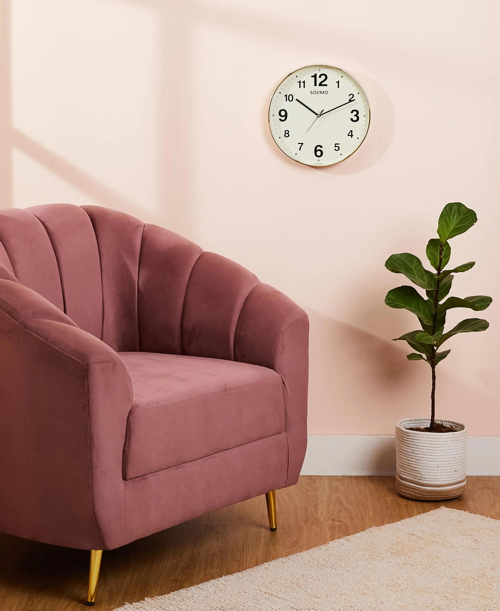 Amazon Brand - Solimo Round Office Analog Wall Clock | Plastic | Silent Sweep Movement | 12 Inch | Ivory