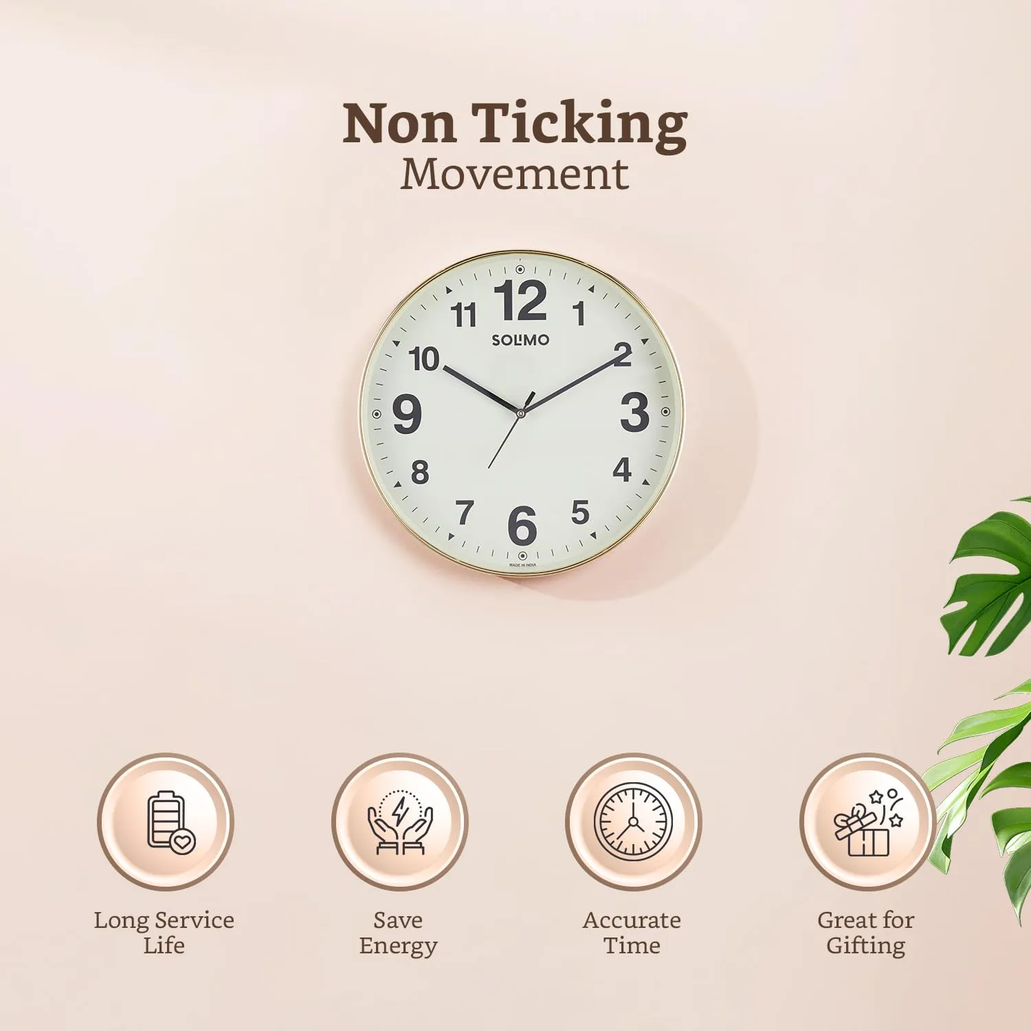Amazon Brand - Solimo Round Office Analog Wall Clock | Plastic | Silent Sweep Movement | 12 Inch | Ivory