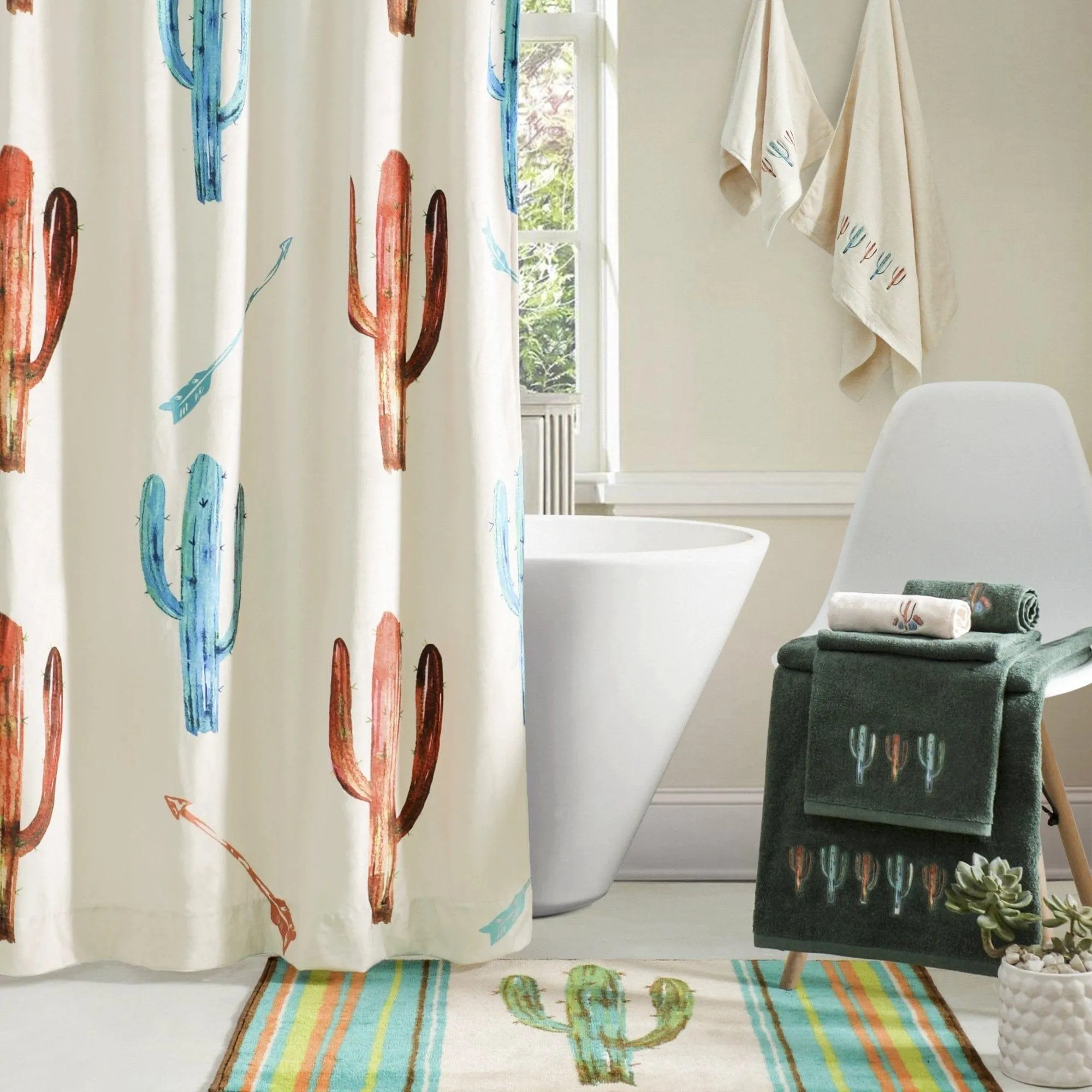 Arrows & Cactus Decor Shower Curtain
