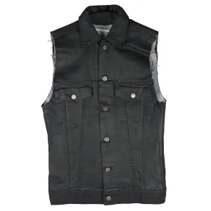 ARTISANAL PAINT SLEEVELESS DENIM JACKET / BLACK