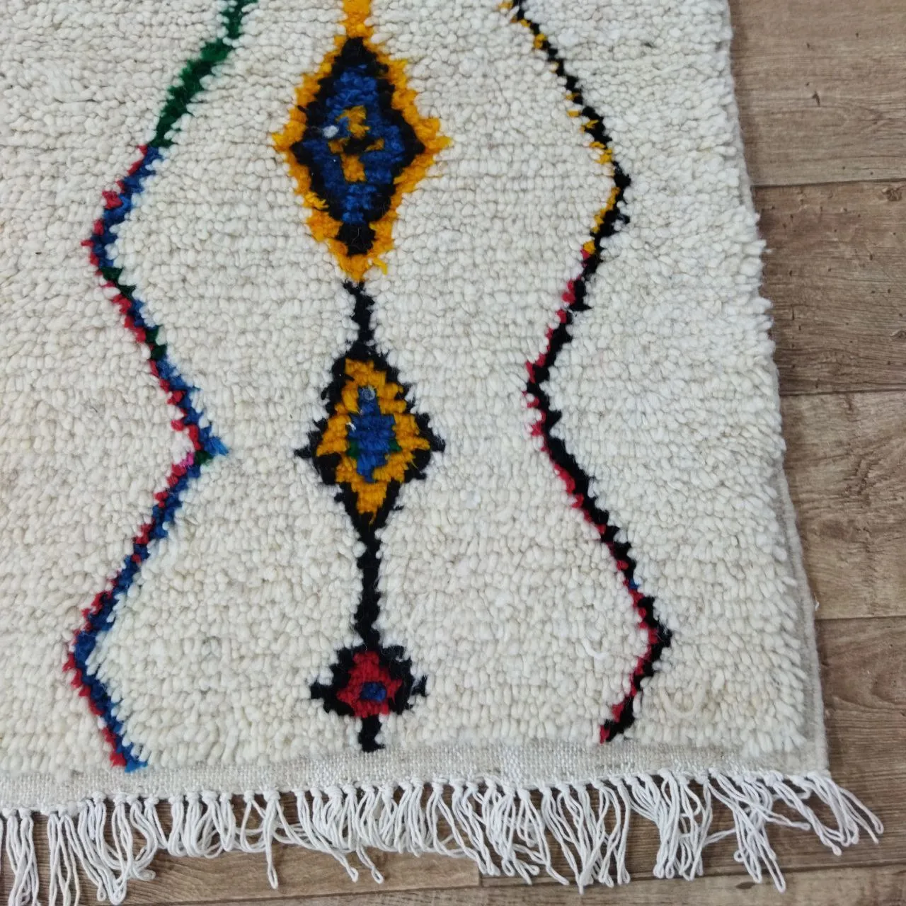 Authentic Colorful Rug 5x8 Ft - Moroccan Wool Berber Carpet