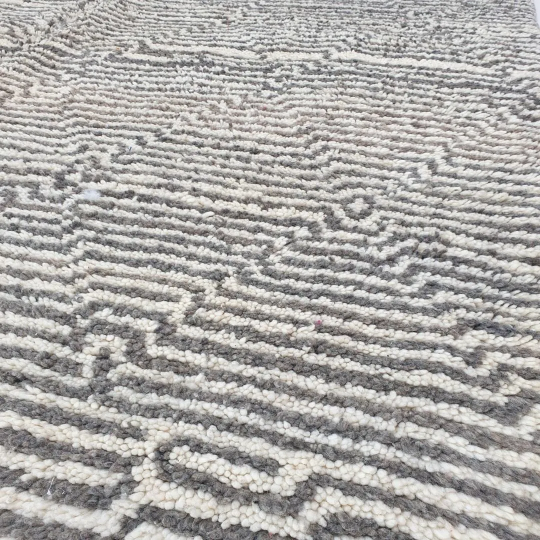Bchadia | Black & White Moroccan Rug 6x9 Soft Beni Ourain | Handmade Berber Wool Carpet | 6'43x9'51 Ft | 196x290 cm