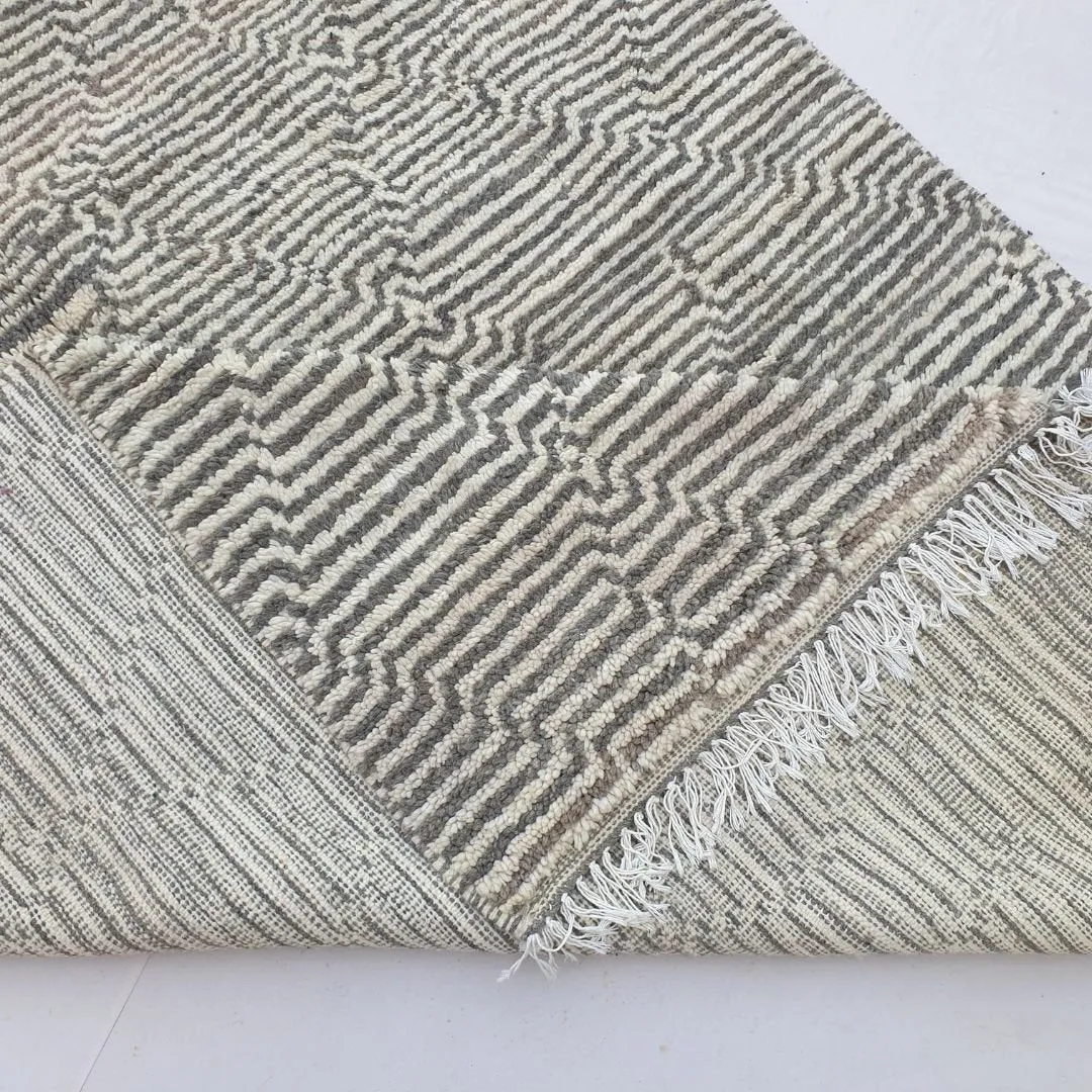 Bchadia | Black & White Moroccan Rug 6x9 Soft Beni Ourain | Handmade Berber Wool Carpet | 6'43x9'51 Ft | 196x290 cm