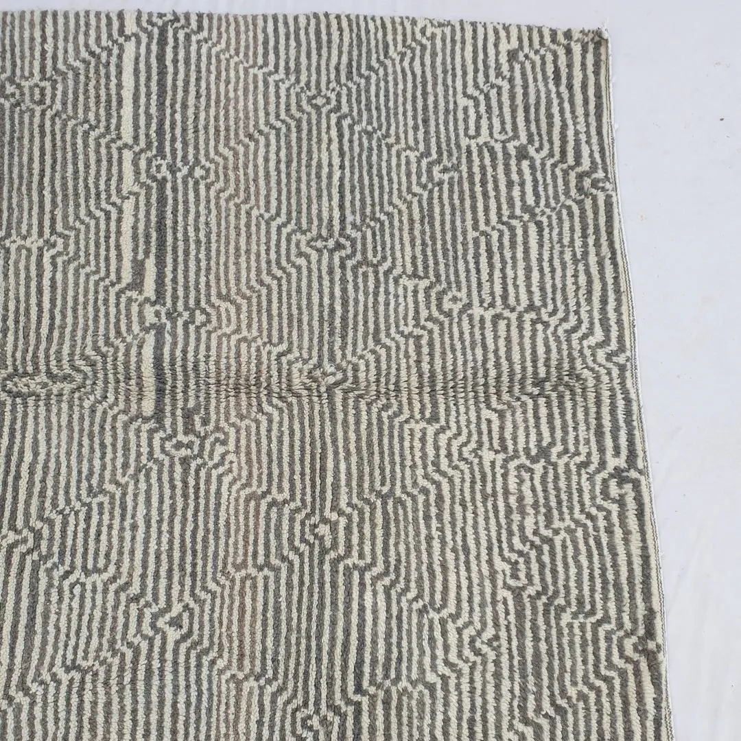 Bchadia | Black & White Moroccan Rug 6x9 Soft Beni Ourain | Handmade Berber Wool Carpet | 6'43x9'51 Ft | 196x290 cm