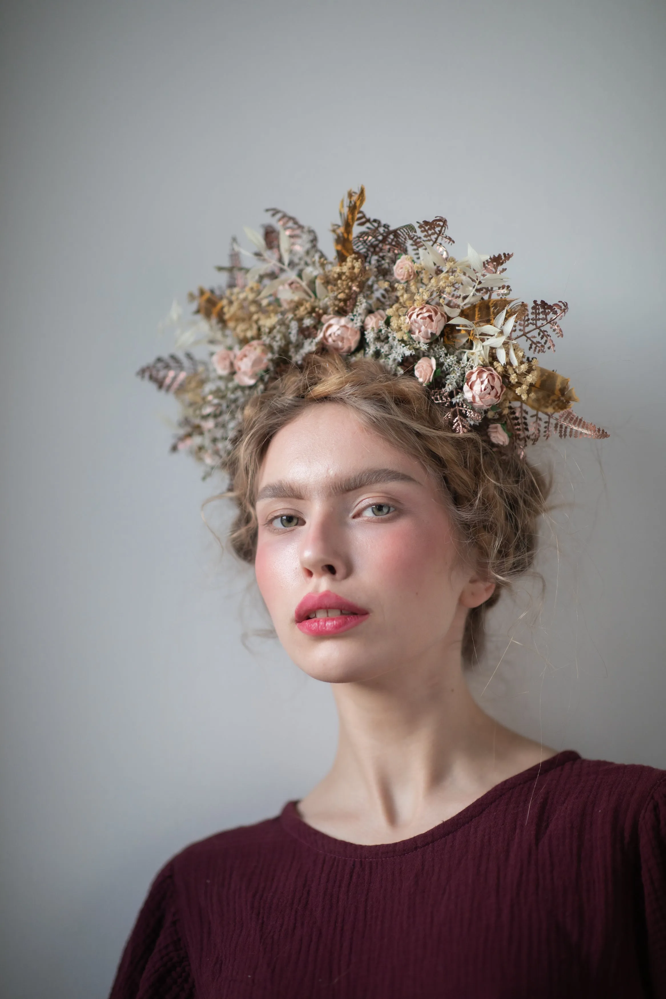 Big vintage peony flower headband
