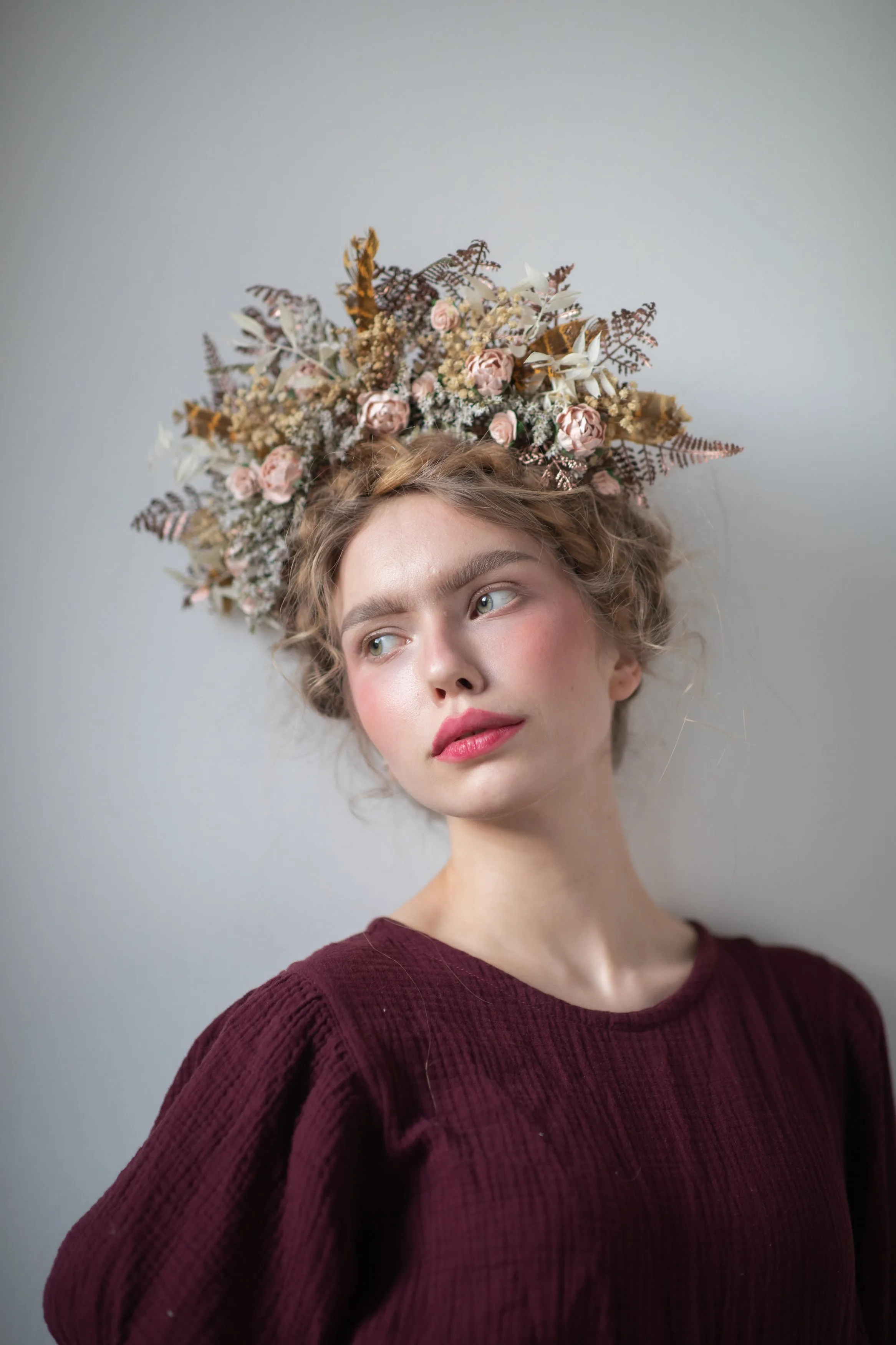 Big vintage peony flower headband