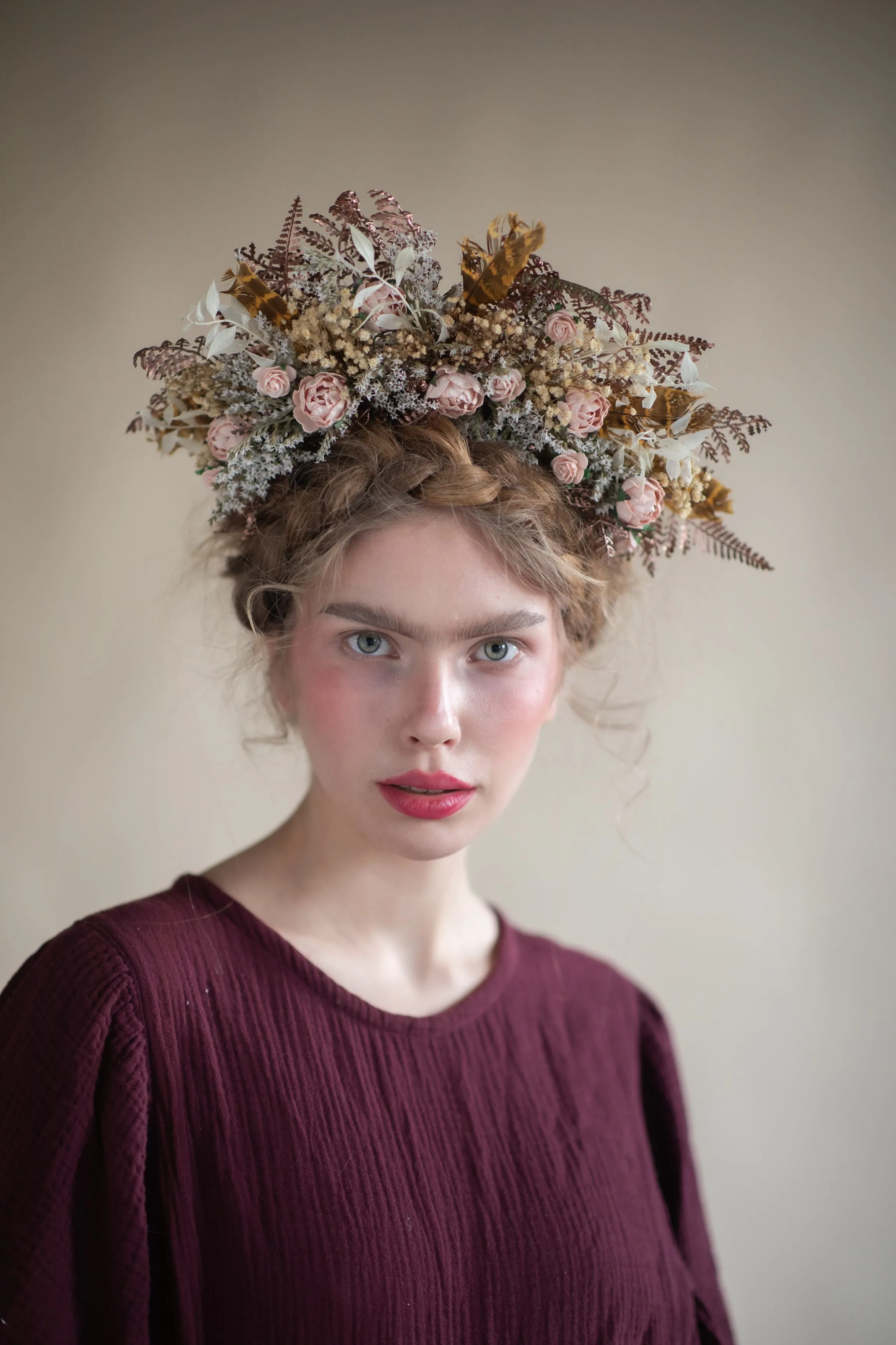 Big vintage peony flower headband