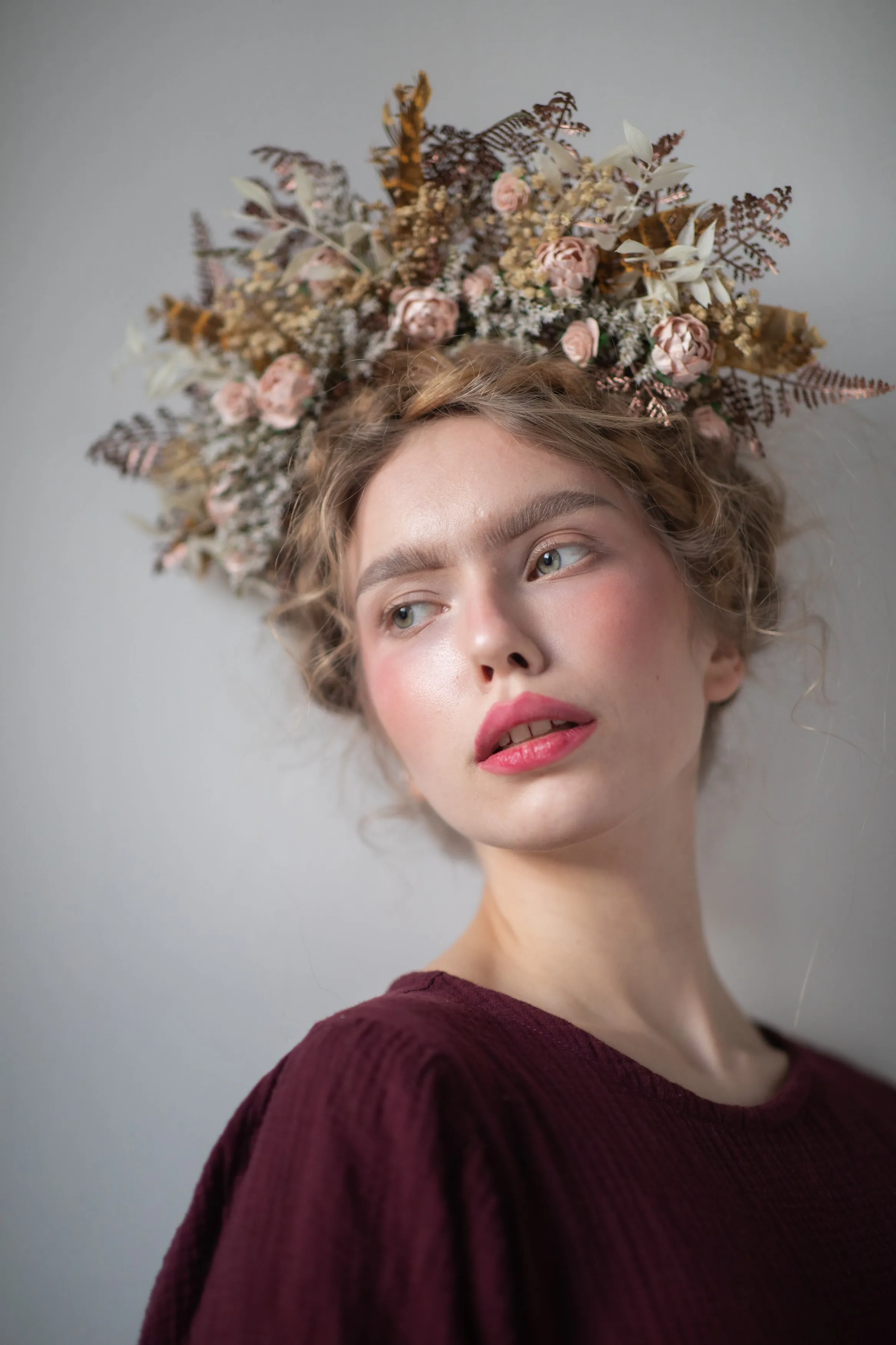Big vintage peony flower headband
