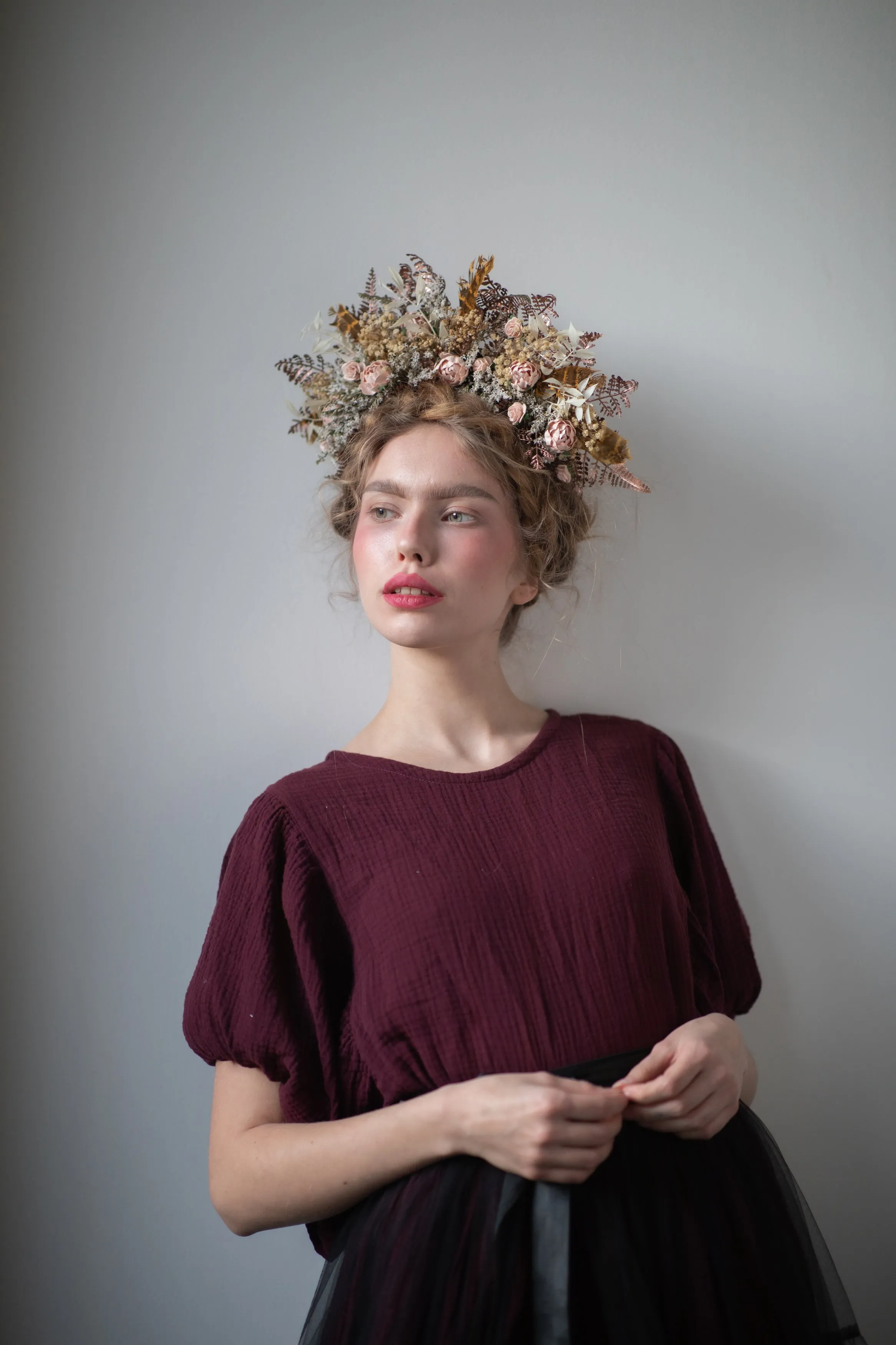 Big vintage peony flower headband