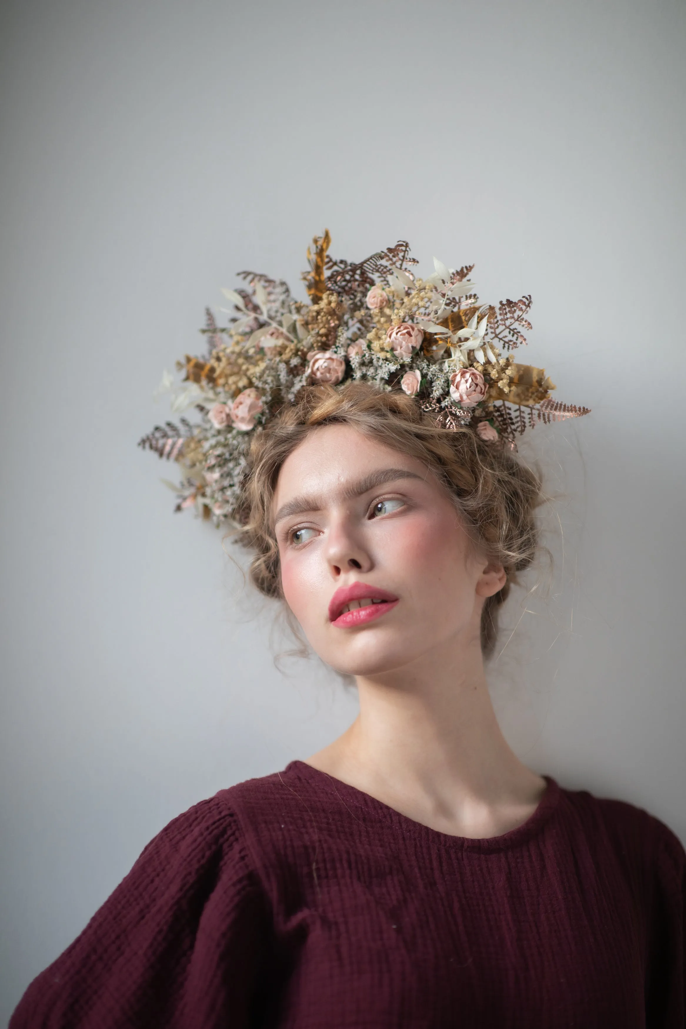 Big vintage peony flower headband