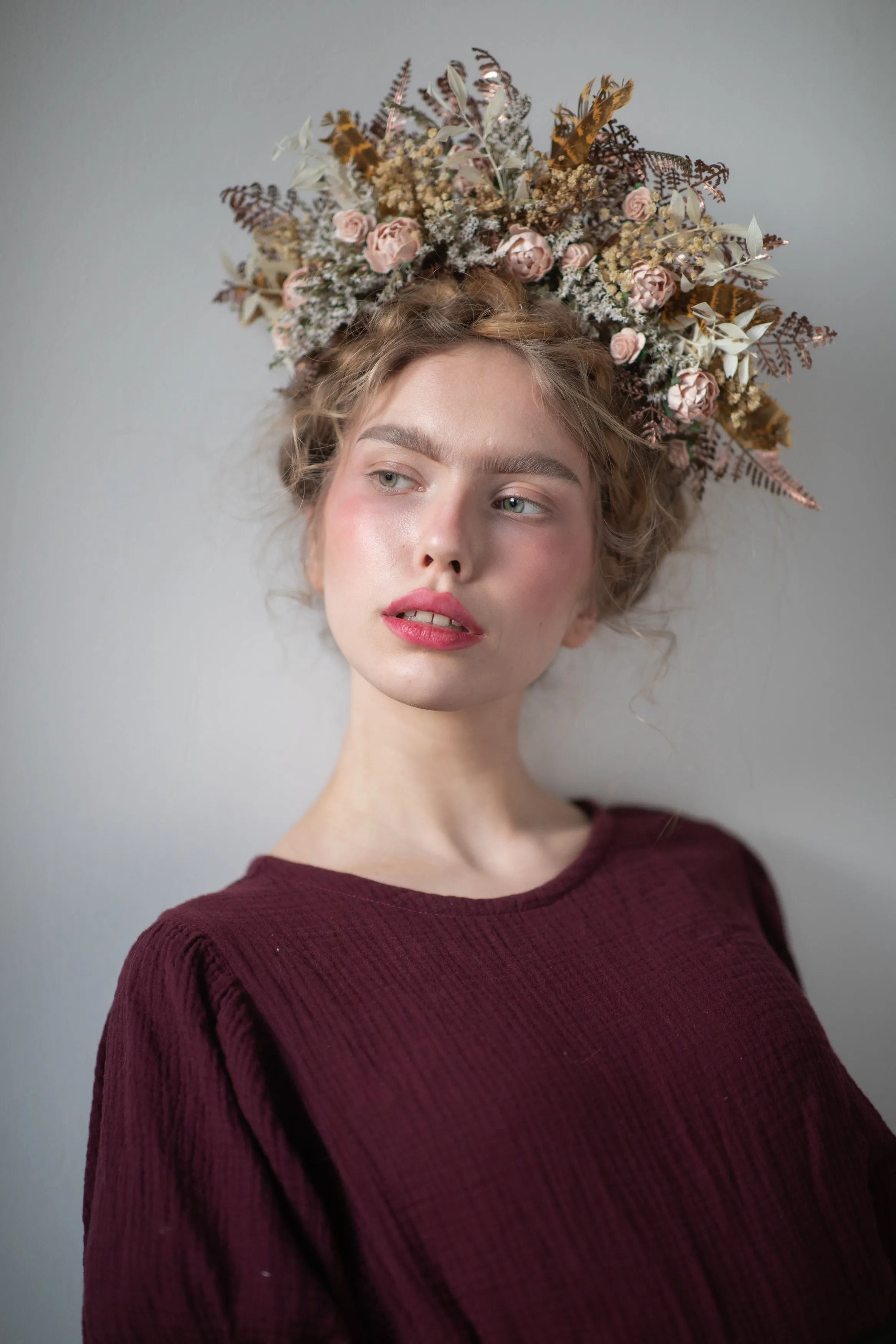Big vintage peony flower headband
