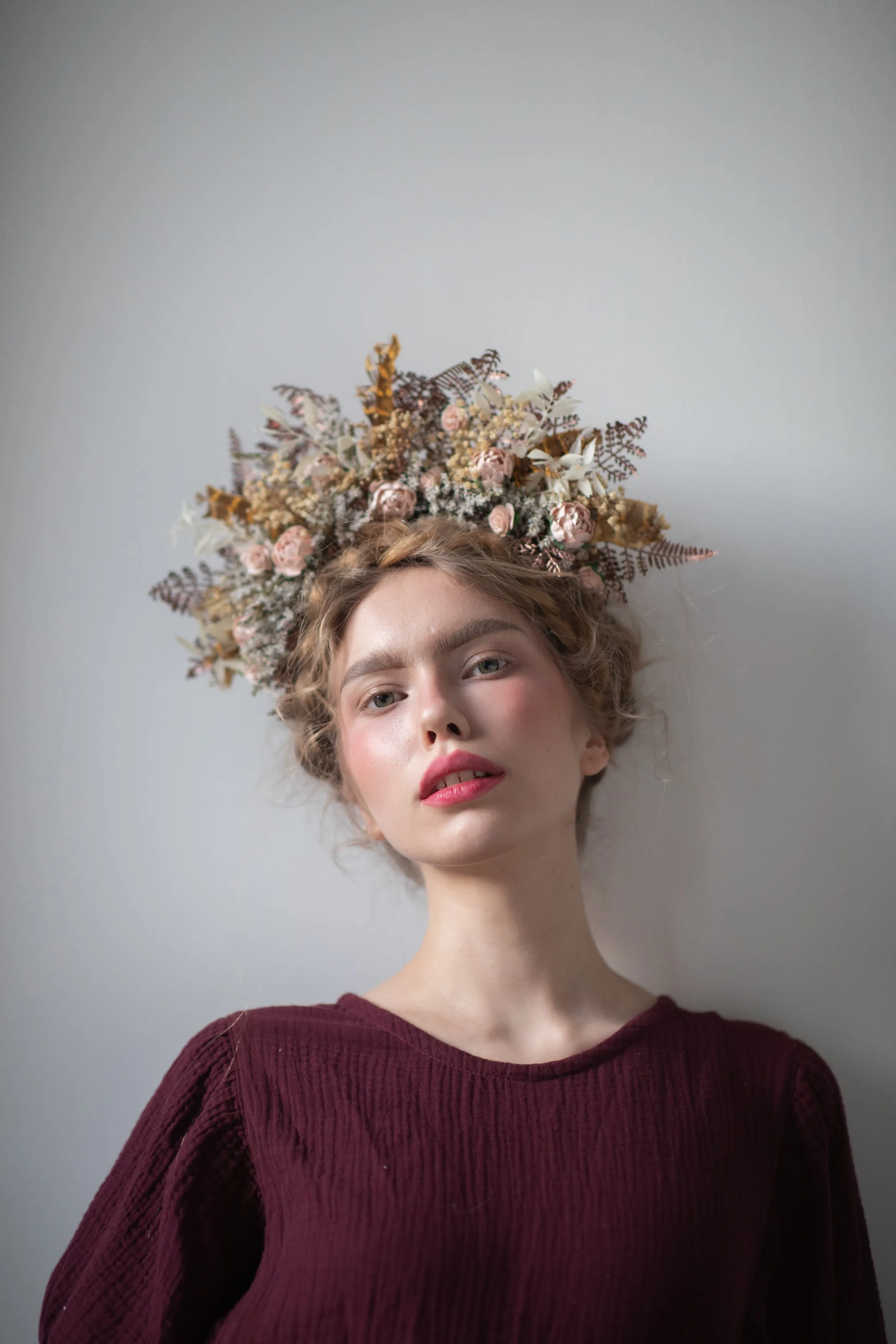 Big vintage peony flower headband