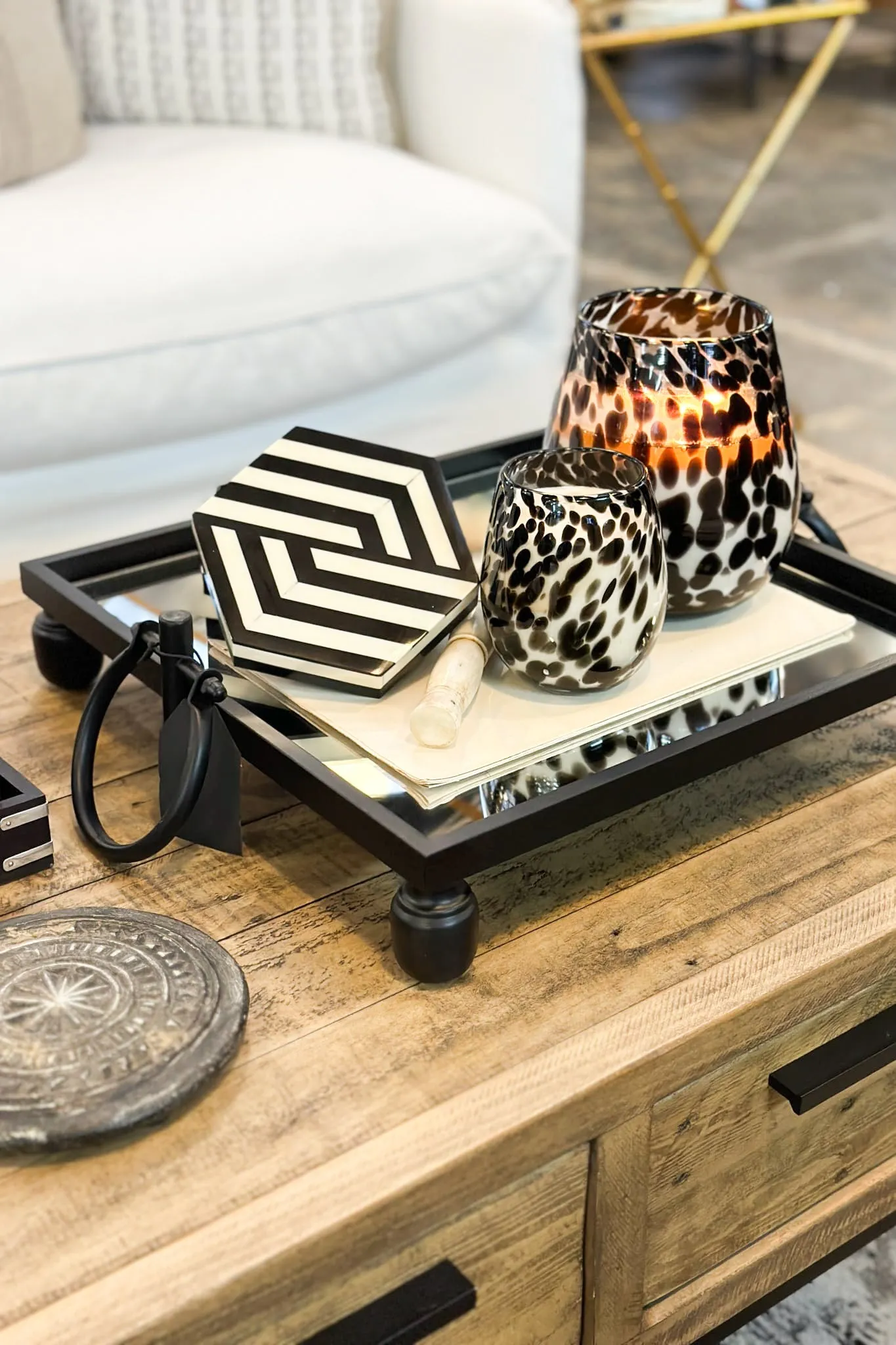 Blair Black Iron and Mirror Tray - Square