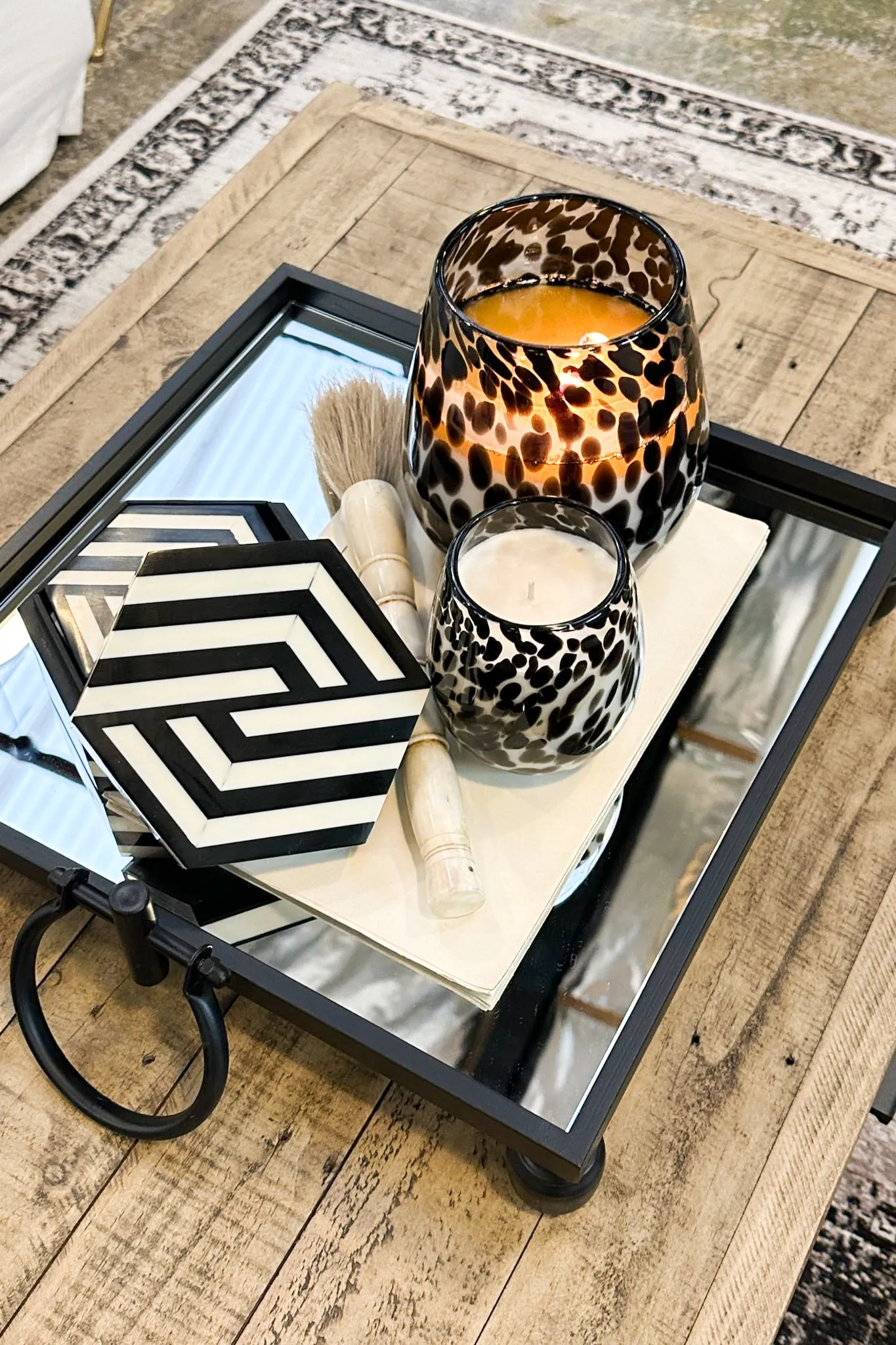 Blair Black Iron and Mirror Tray - Square