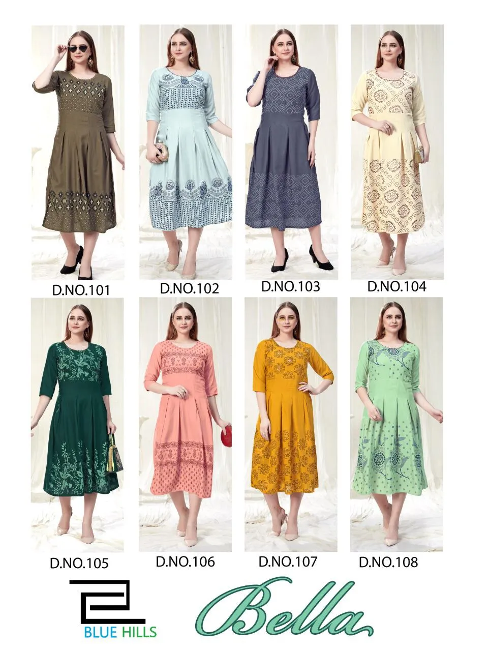 Blue Hills Presents Bella Vol 1 Rayon Fancy Designer Kurtis Collection