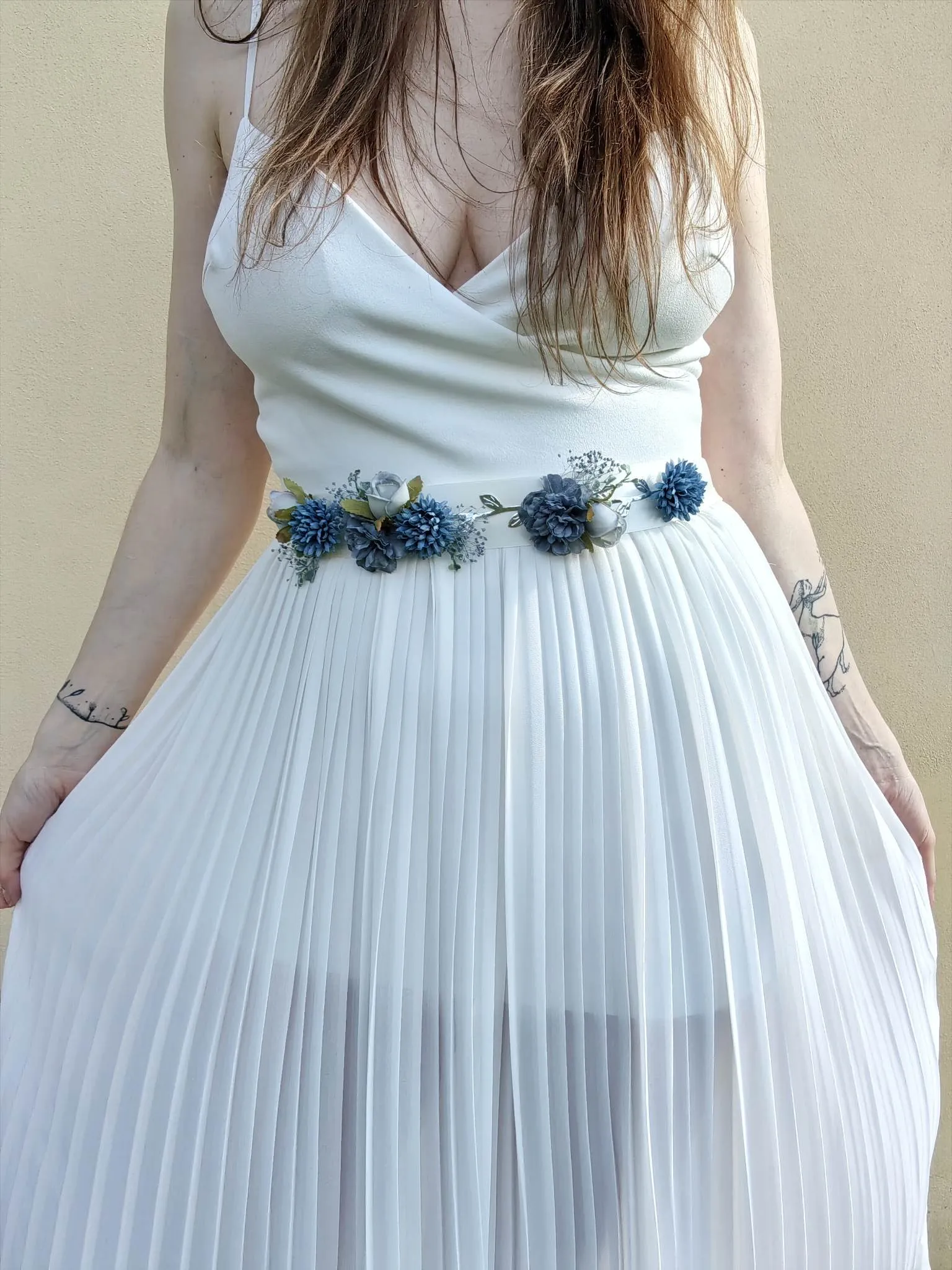 Blue vintage flower belt