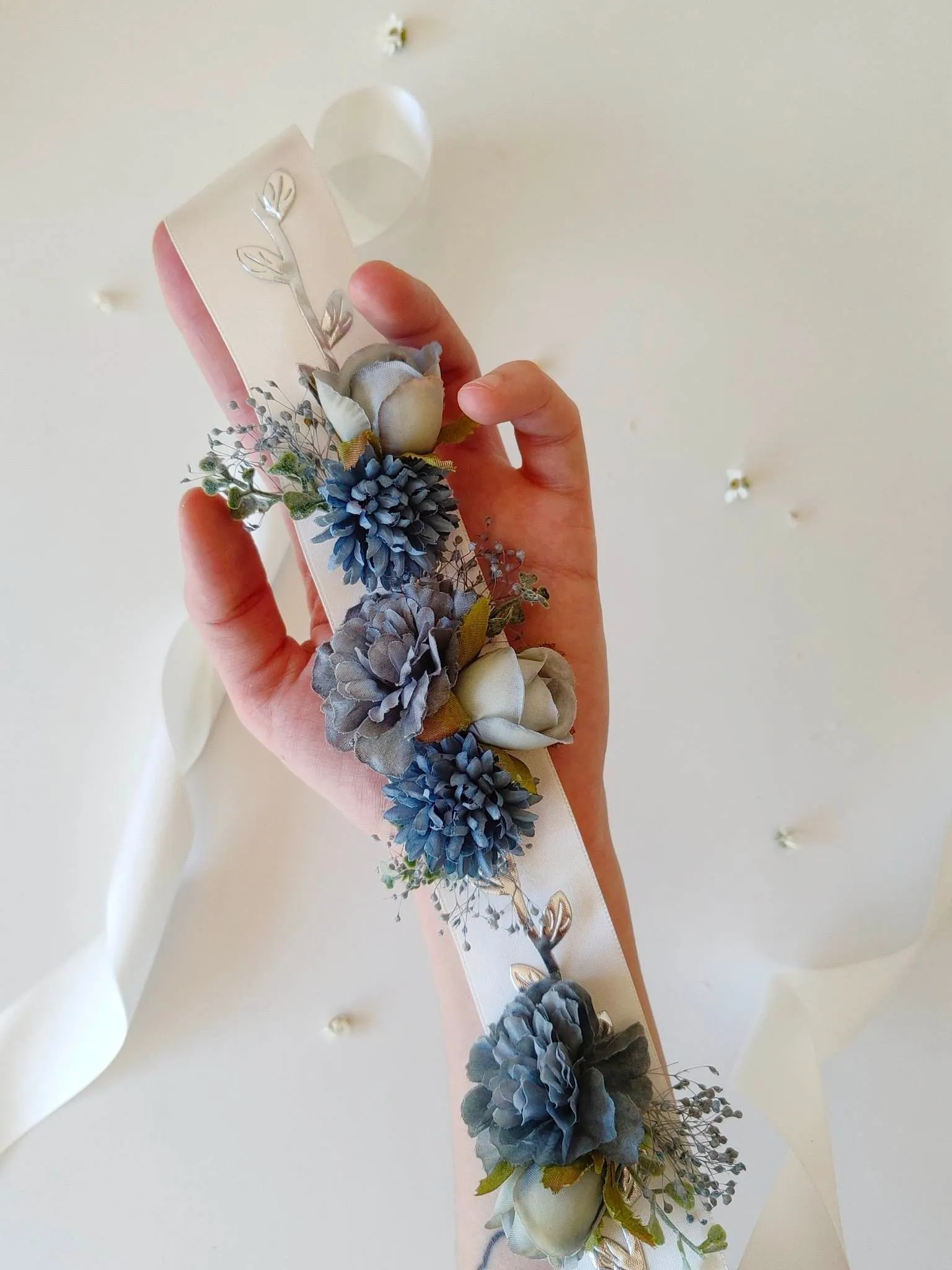 Blue vintage flower belt