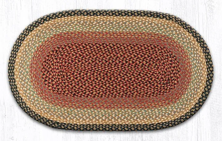 Burgundy, Gray, & Cream Braided Rug - Oval