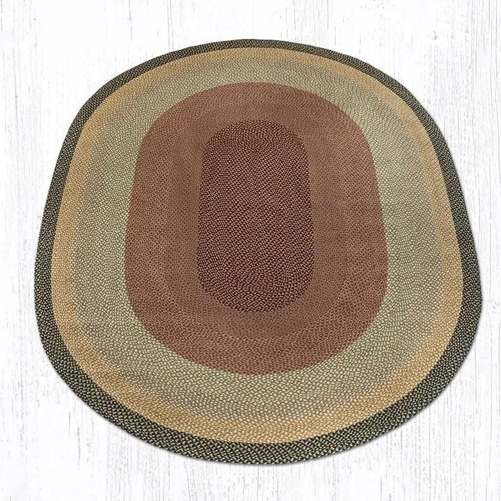 Burgundy, Gray, & Cream Braided Rug - Oval