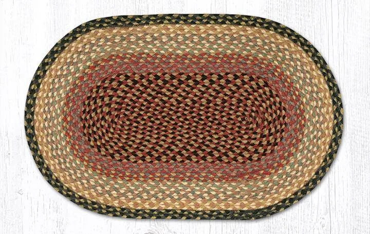 Burgundy, Gray, & Cream Braided Rug - Oval