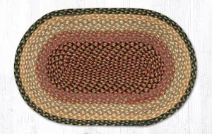 Burgundy, Gray, & Cream Braided Rug - Oval