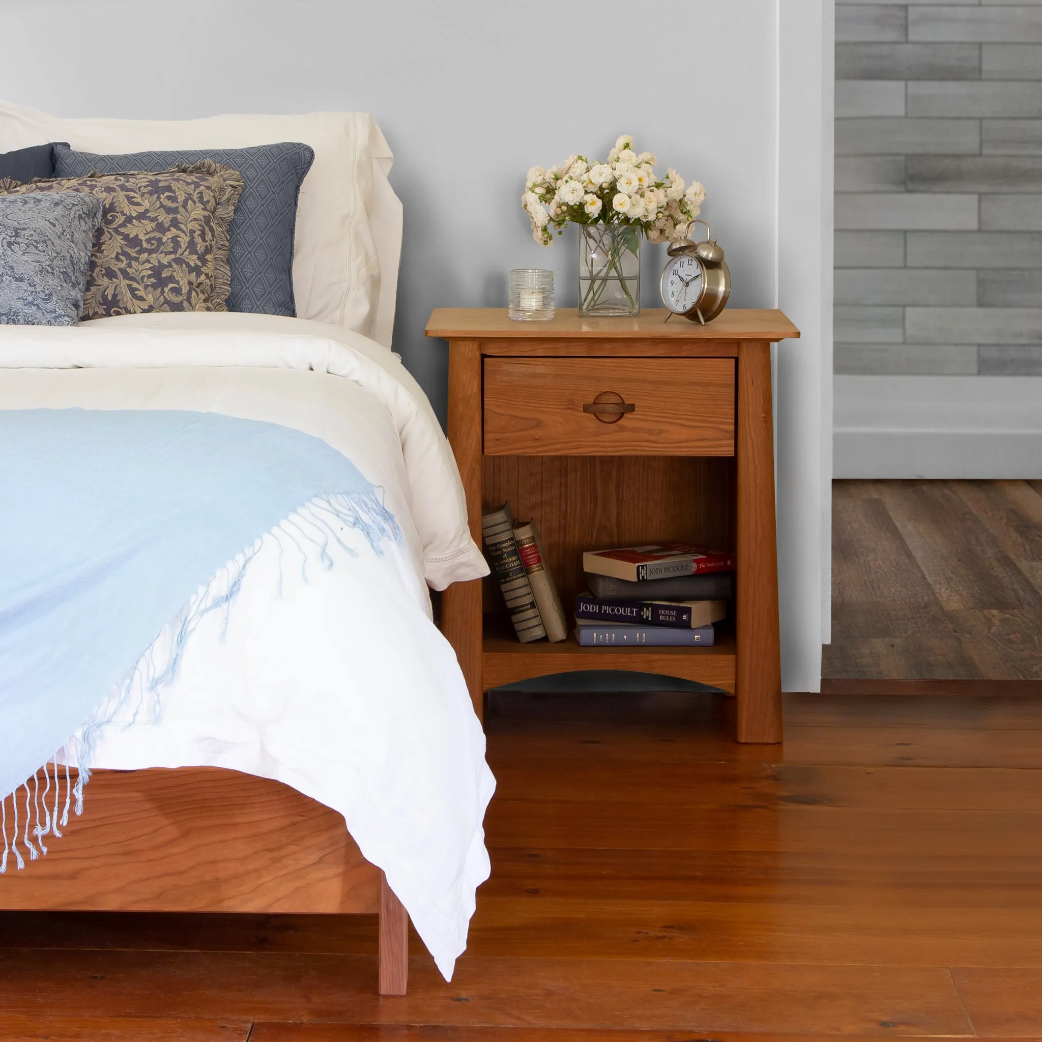Cherry Moon 1-Drawer Enclosed Shelf Nightstand