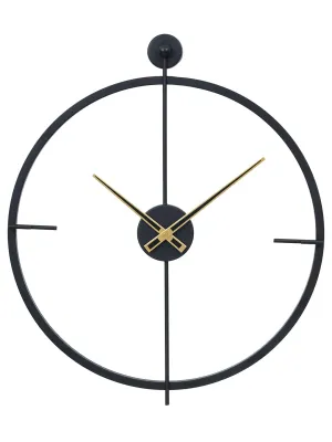 CHRONIKLE Elegant Round Wrought Iron Case Analog Wall Clock for Living Room Home Decor Office Gifts (Size: 46 x 2 x 54.5 CM | Weight: 725 Gram | Color: Black)