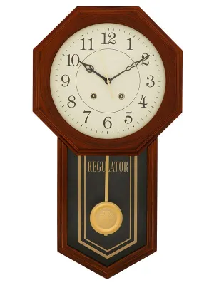 CHRONIKLE Elegant Vertical Wooden Case Analog English Numbers Pendulum Wall Clock for Living Room Home Decorations Office Gifts (Size: 31 x 7 x 56.6 CM | Weight: 1825 Gram | Color: Brown)
