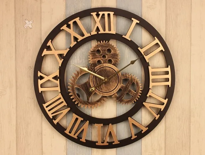Clock Steampunk Wood Worked