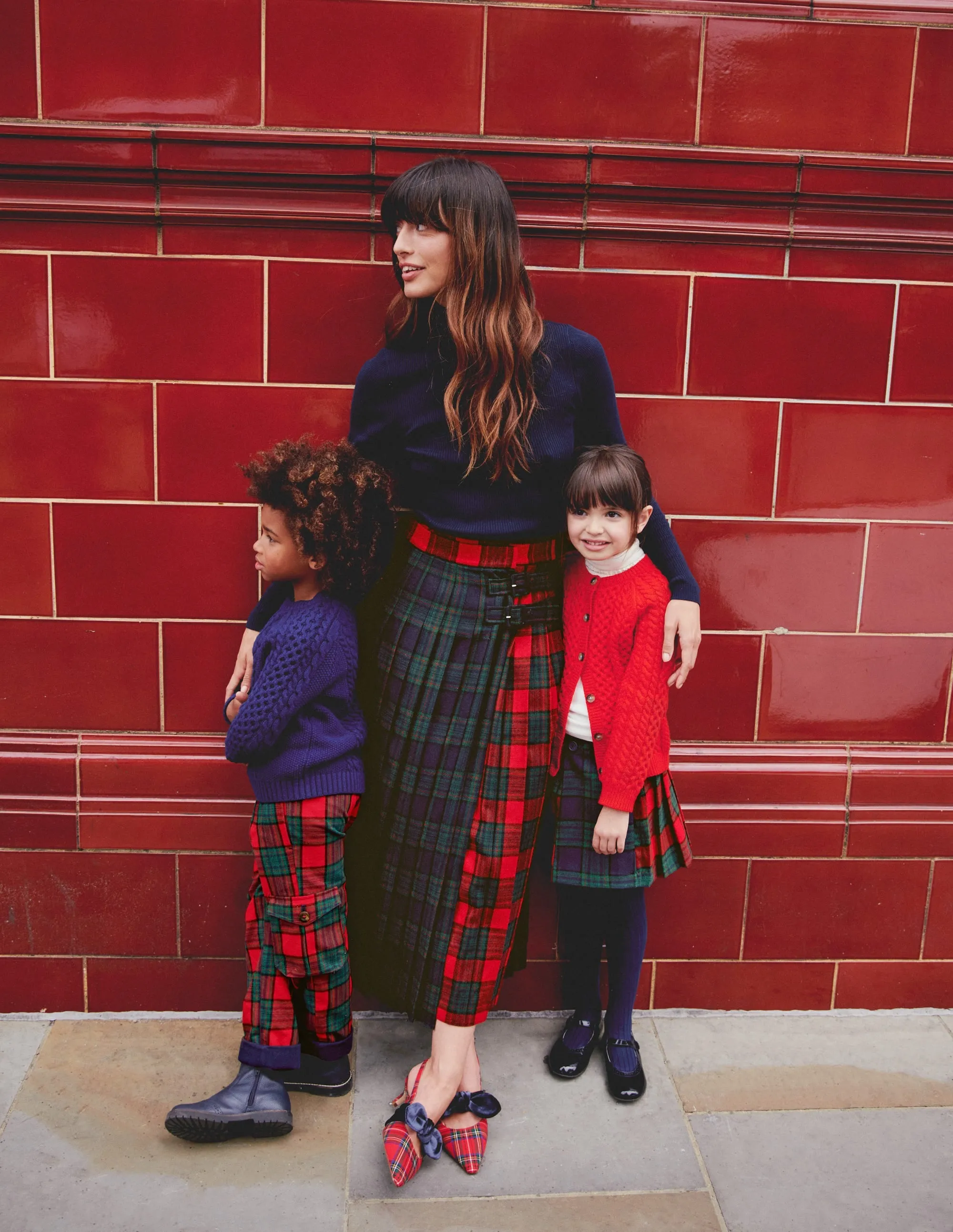 Cosy Lined Cargo Trousers-Red / Green Check