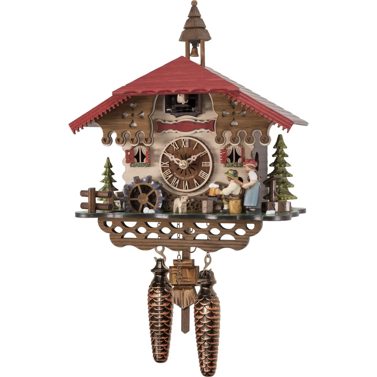 Cuckoo Clock - Quartz Black Forest Lady with Rolling Pin Chalet with Music - Engstler