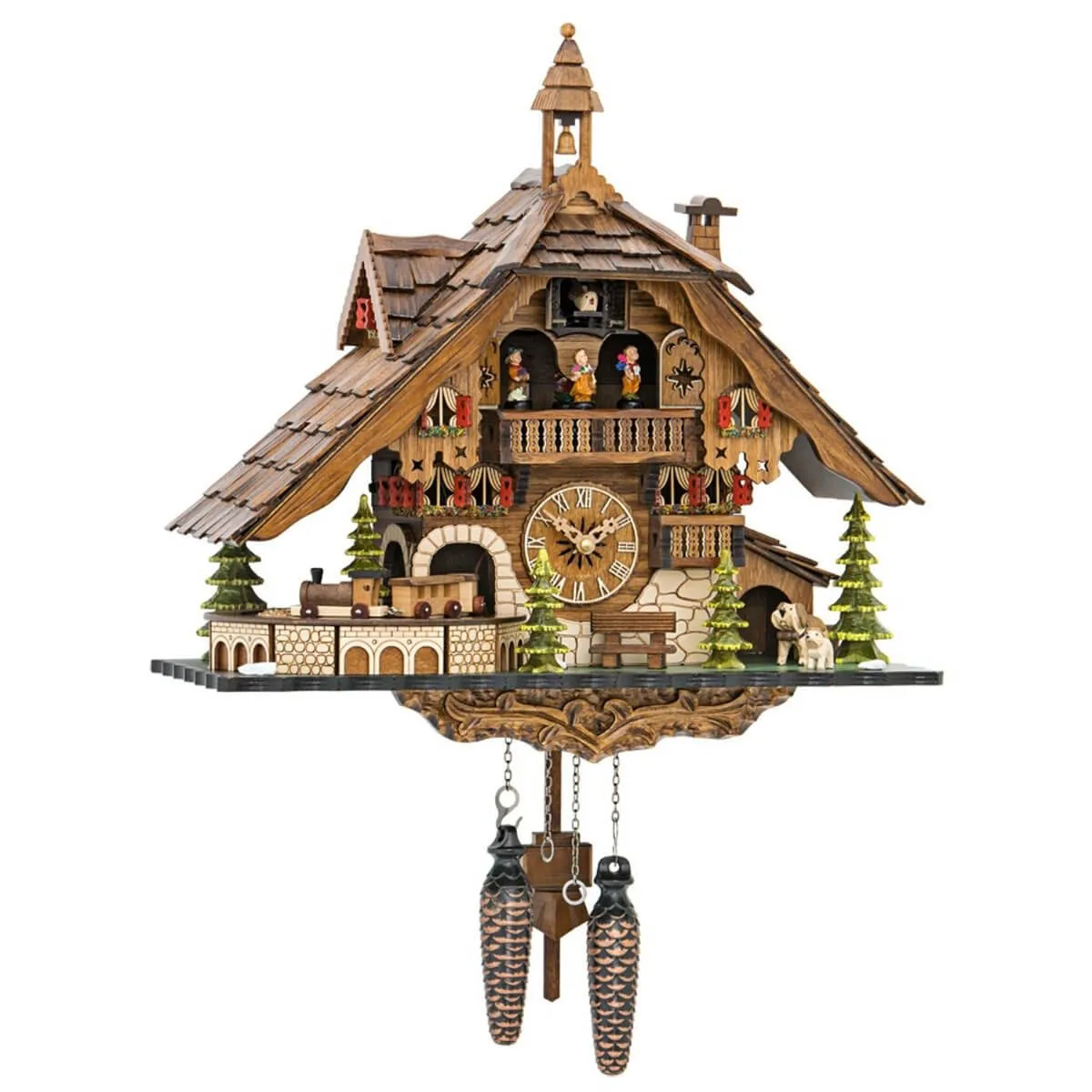 Cuckoo Clock - Quartz Chalet with Moving Train - Engstler