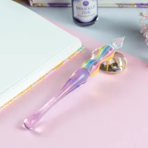 Dreamy Rainbow Balloon Glass Dip Pen | Rose