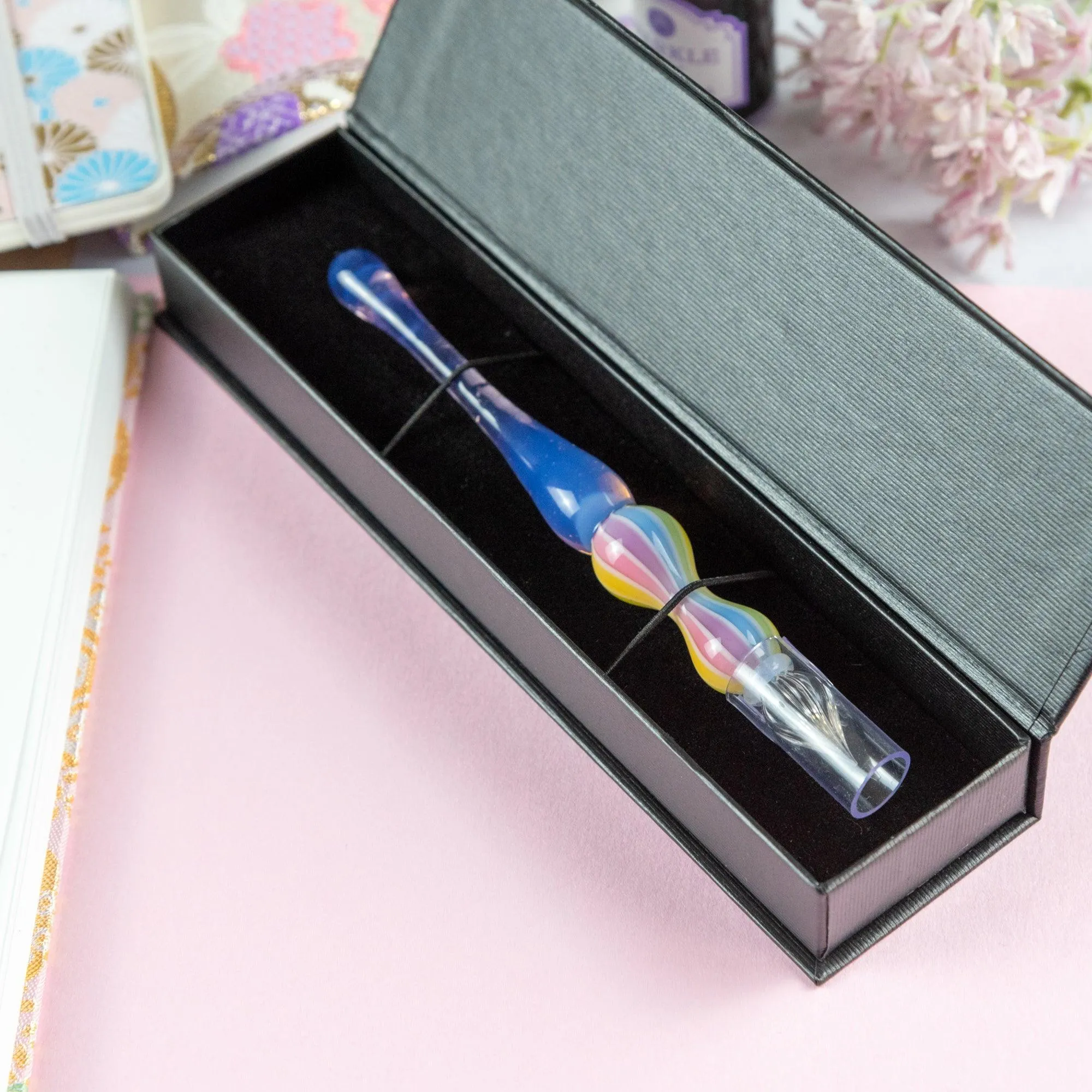 Dreamy Rainbow Balloon Glass Dip Pen | Rose