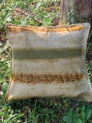 Ecoprinted Handwoven Cushion Cover Haraa Off White