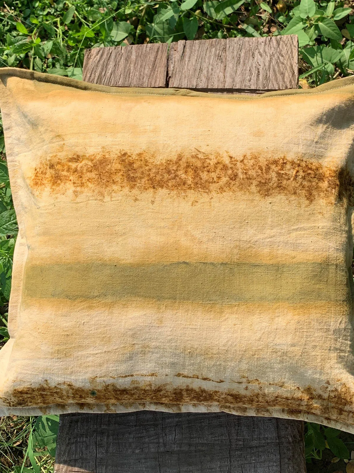 Ecoprinted Handwoven Cushion Cover Haraa Off White