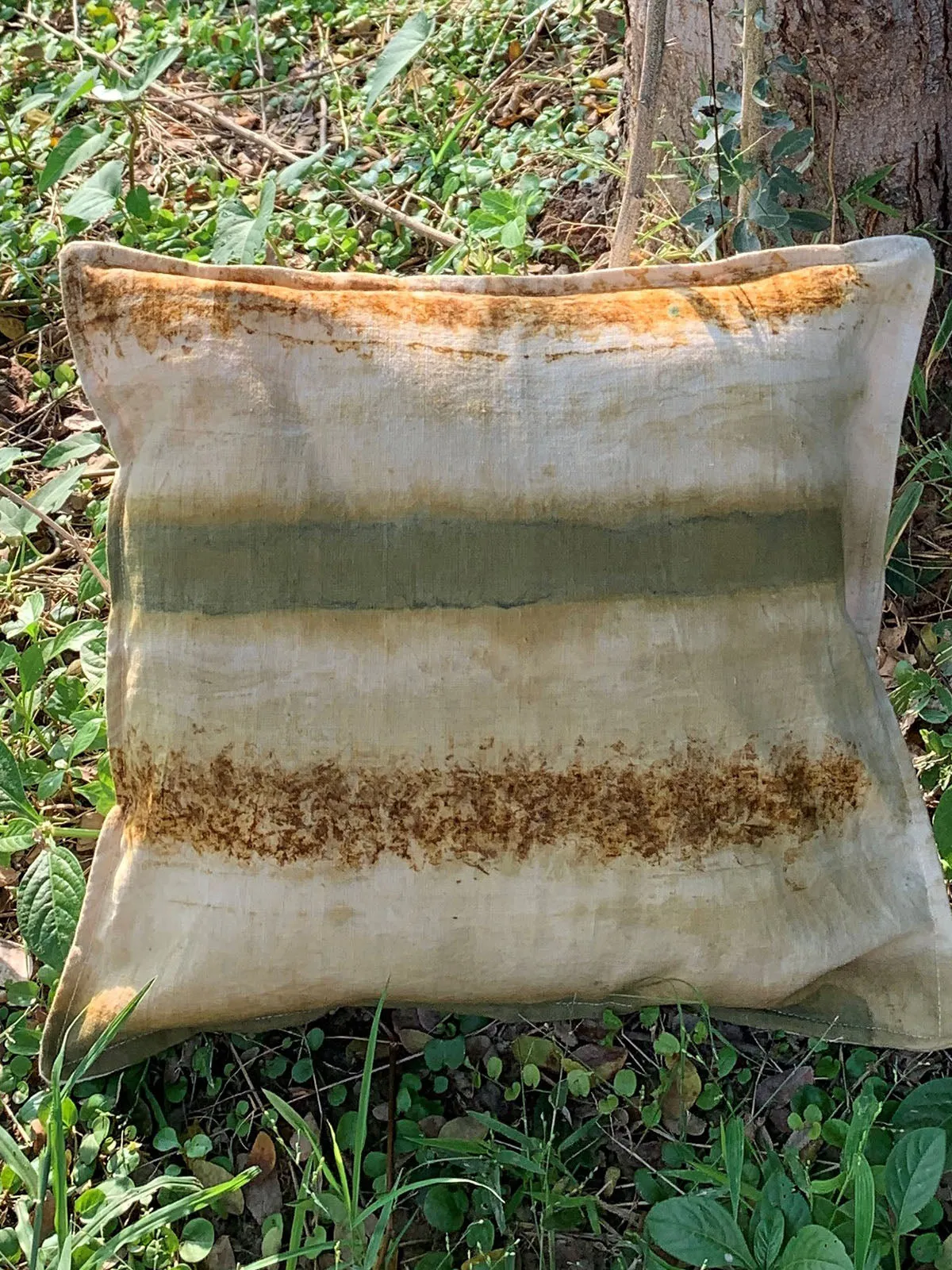 Ecoprinted Handwoven Cushion Cover Haraa Off White
