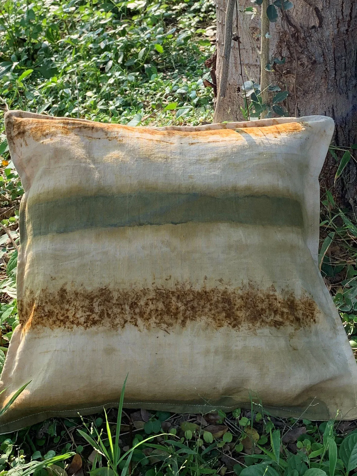 Ecoprinted Handwoven Cushion Cover Haraa Off White