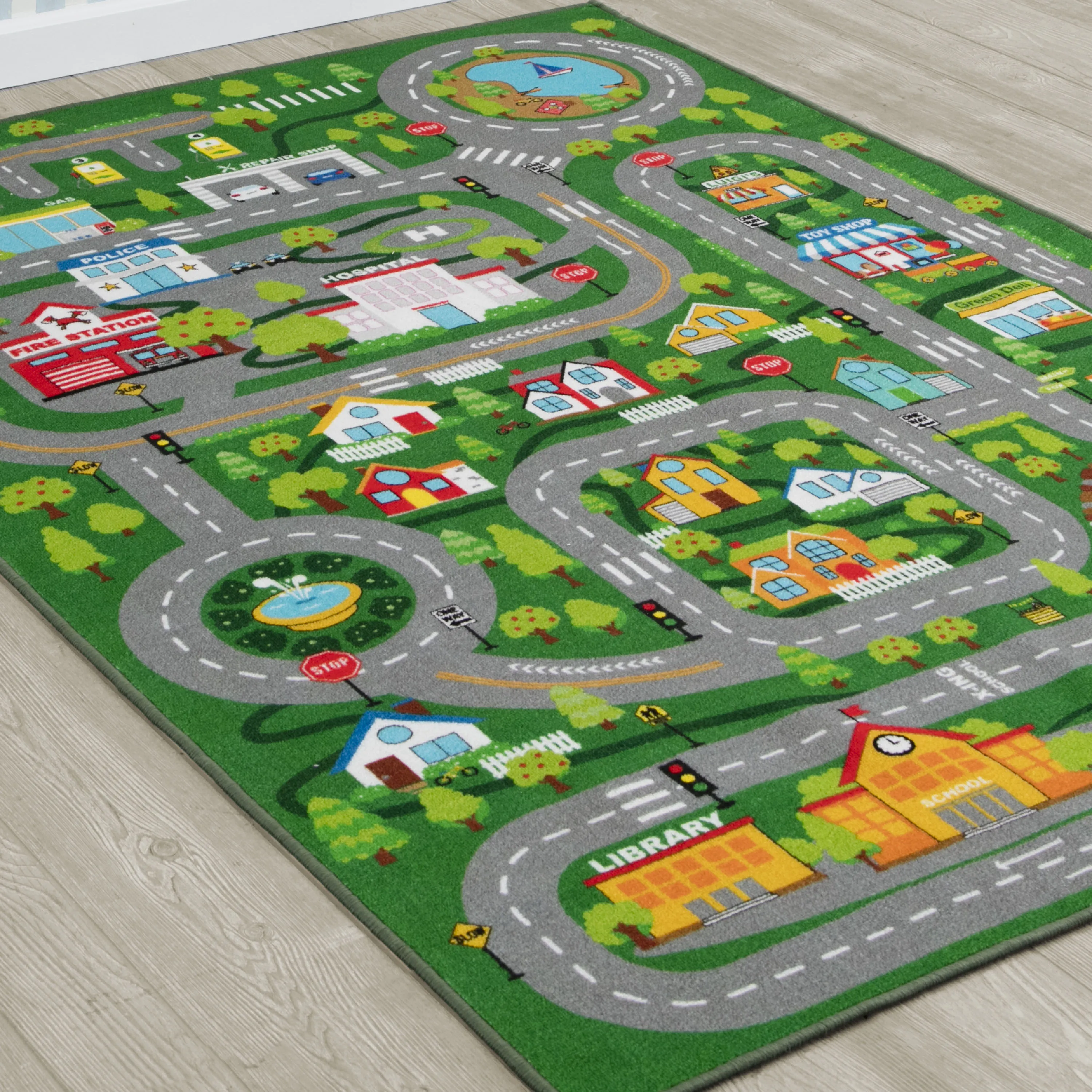 Extra Large Road Map Activity Rug for Girls and Boys - 78-inch L x 54-inch W